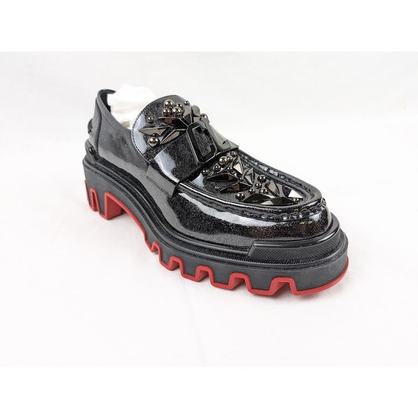 Christian Louboutin o1rshd1 The Amazing Loubi Flat Shoes Black/BK Gun/Lin Cosmos Size US 8 / EU 41 - 4 Thumbnail