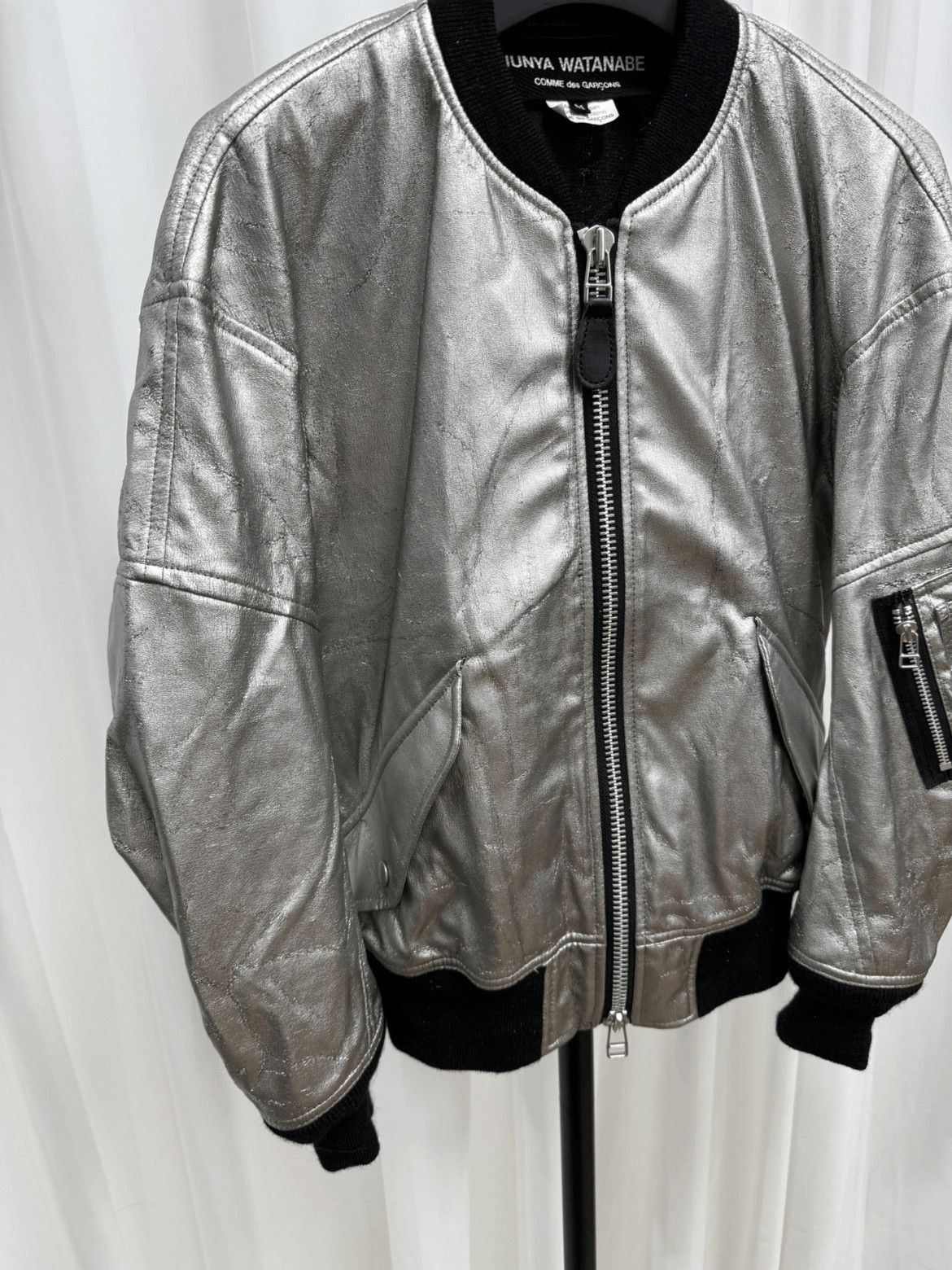 Junya Watanabe Junya Watanabe Silver Vegan Leather Bomber-2507 Size US M / EU 48-50 / 2 - 2 Thumbnail