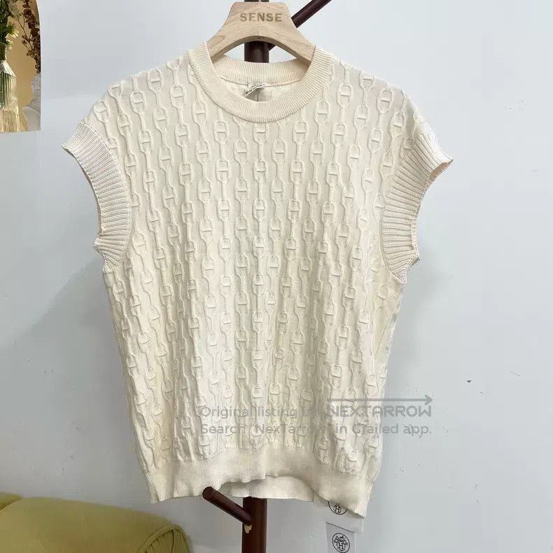 Hermes Hermes Spring/Summer 23 White Beige Silk and Cashmere Pig Size XS / US 0-2 / IT 36-38 - 1 Thumbnail