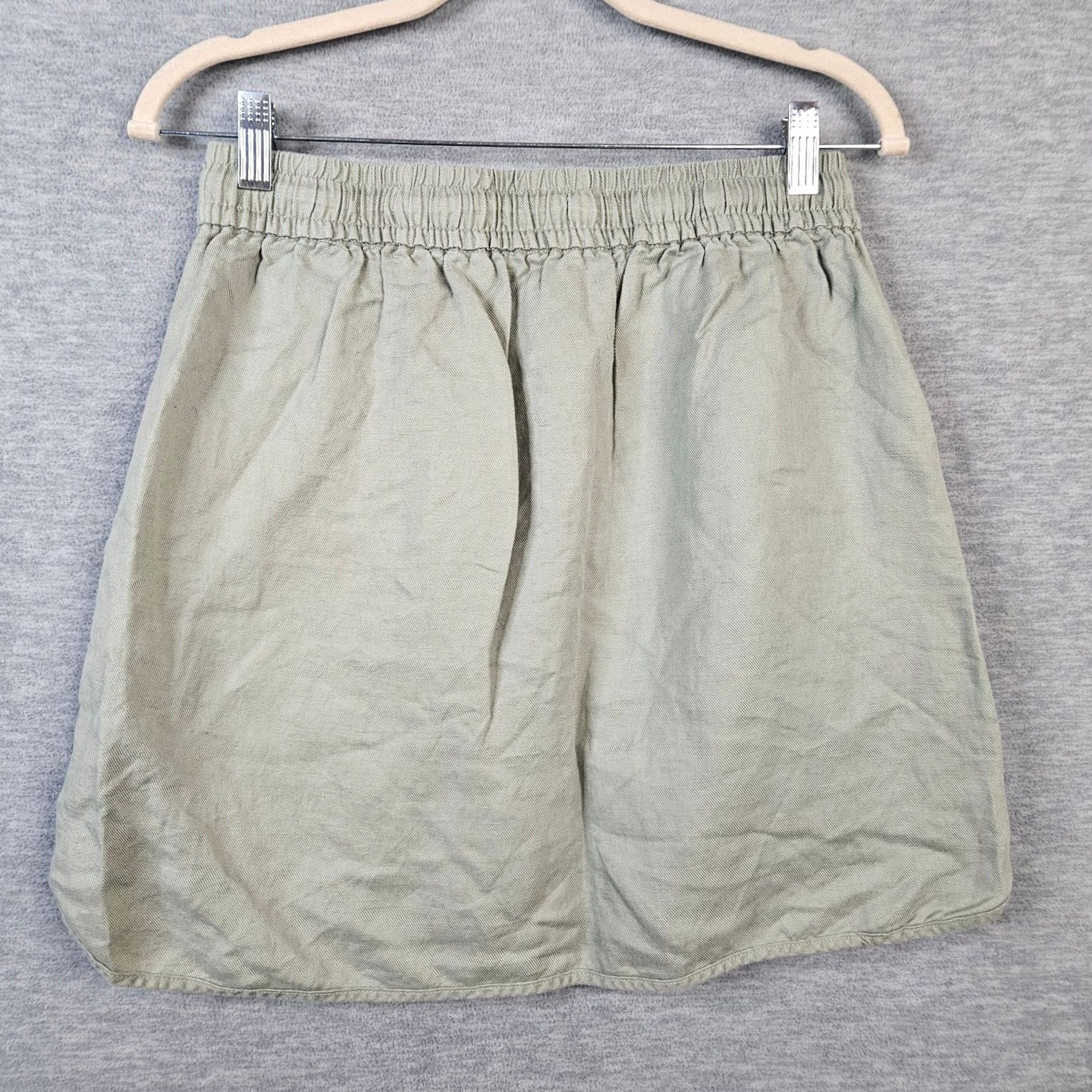 Madewell Madewell Skirt Mini Pull on Linen Lyocell Green S Small Size Regular Size 28" / US 6 / IT 42 - 2 Thumbnail