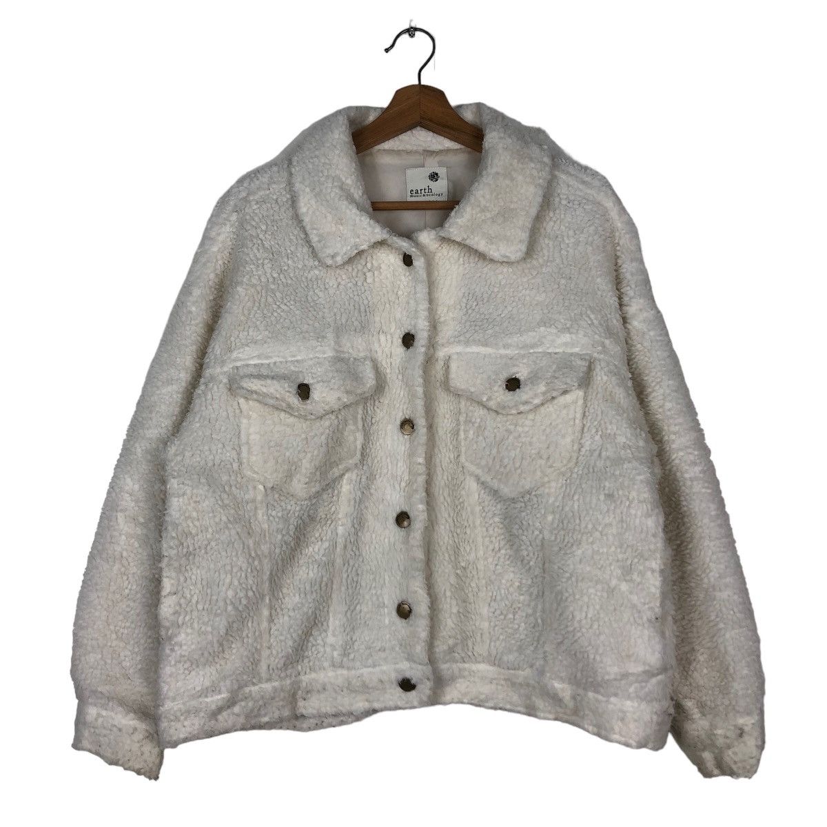 Japanese Brand 🔥Cropped Fleece Biker Jacket Earth Music & Ecology Japan Size US M / EU 48-50 / 2 - 1 Thumbnail