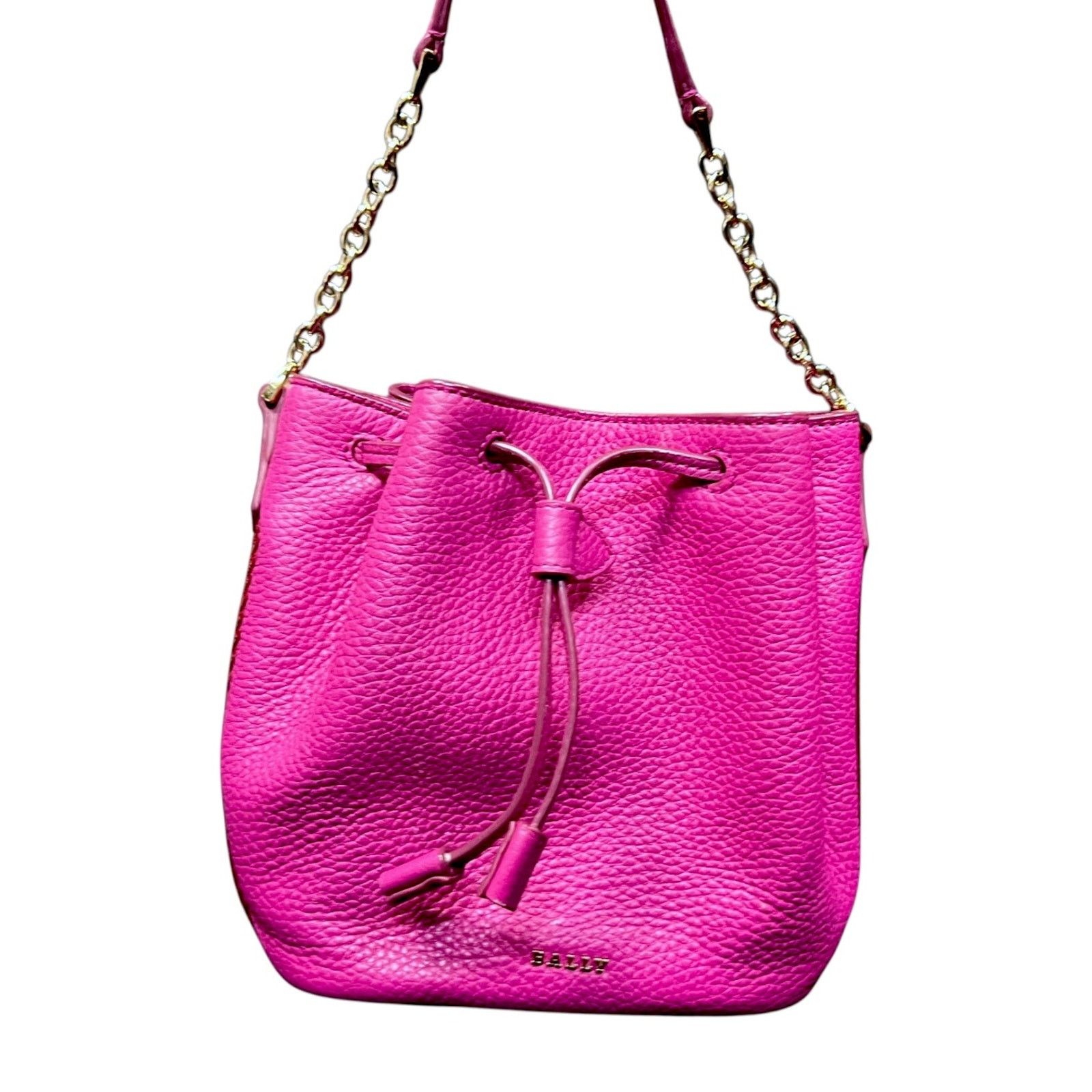 Bally Bally Top Handle Pink Pebbled Drawstring Bucket Bag $795 Size ONE SIZE - 7 Thumbnail