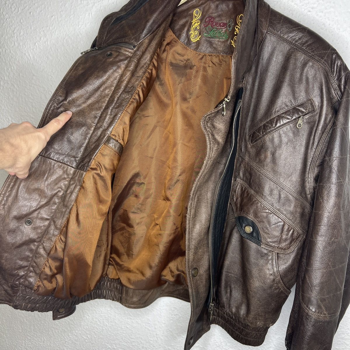 Leather Vintage Brown Leather Motor Biker Jacket Trucker Genuine Size US M / EU 48-50 / 2 - 7 Thumbnail
