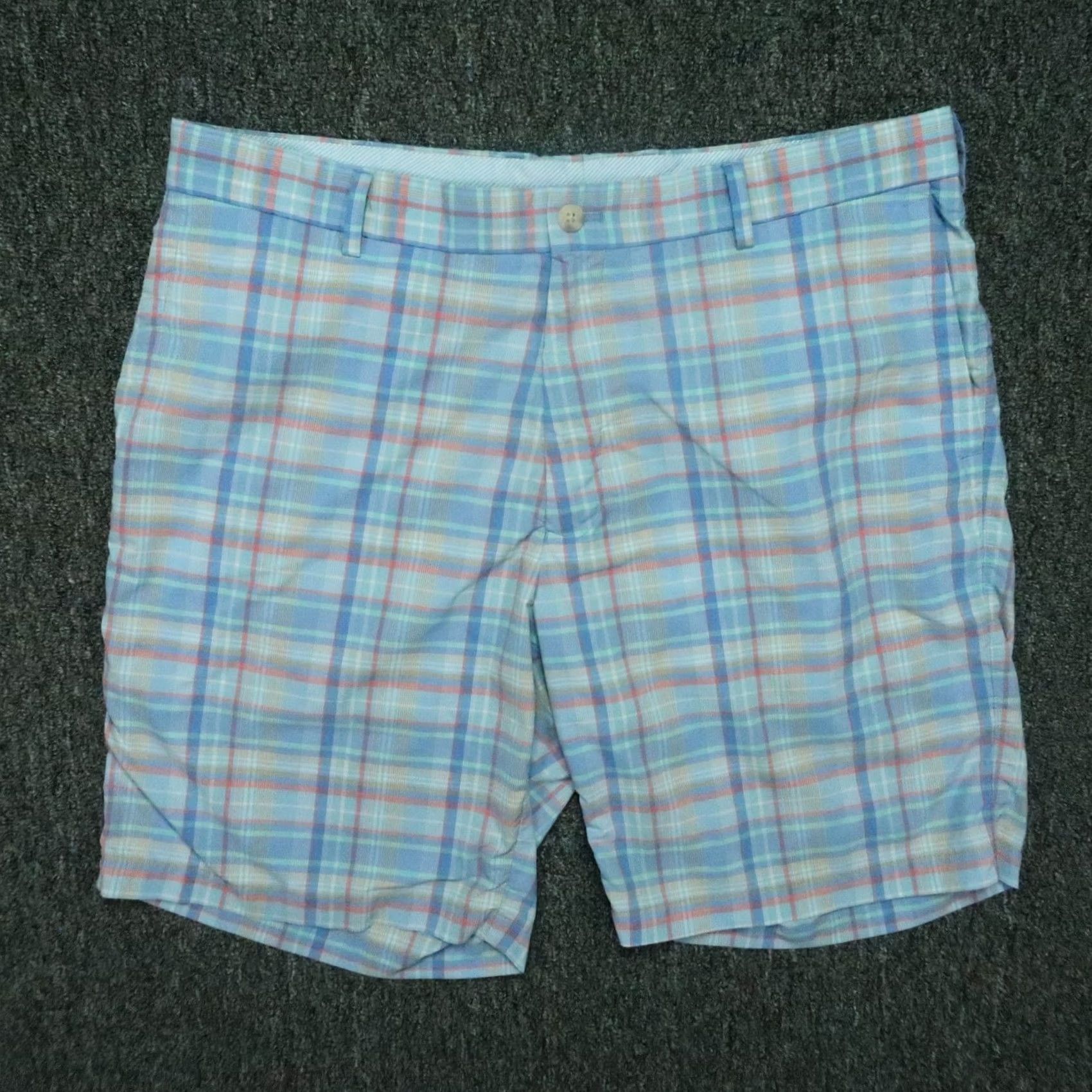 Peter Millar Peter Millar Shorts Mens 36 Blue Plaid Apex Featherweight Chino Socks? Size US 36 / EU 52 - 2 Thumbnail
