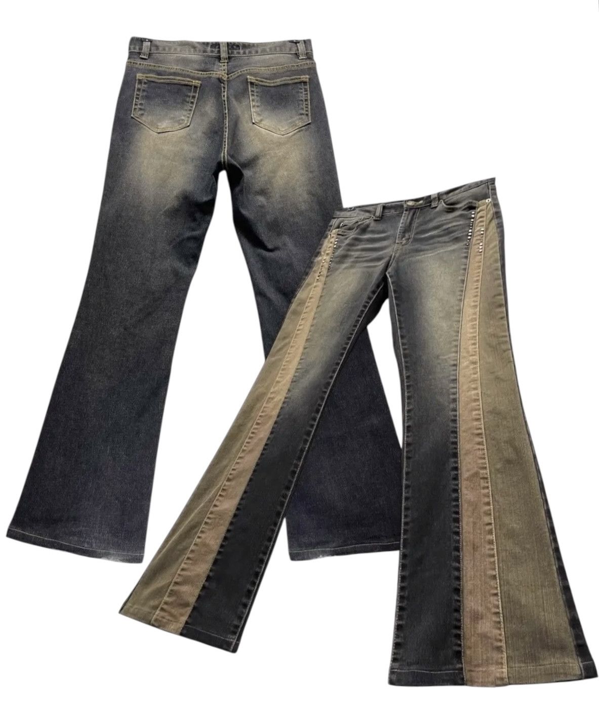 Japanese Brand 🔥FLARE MATSUNO Stretch Spliced Denim Woman’s Pants Size 29" - 2 Thumbnail