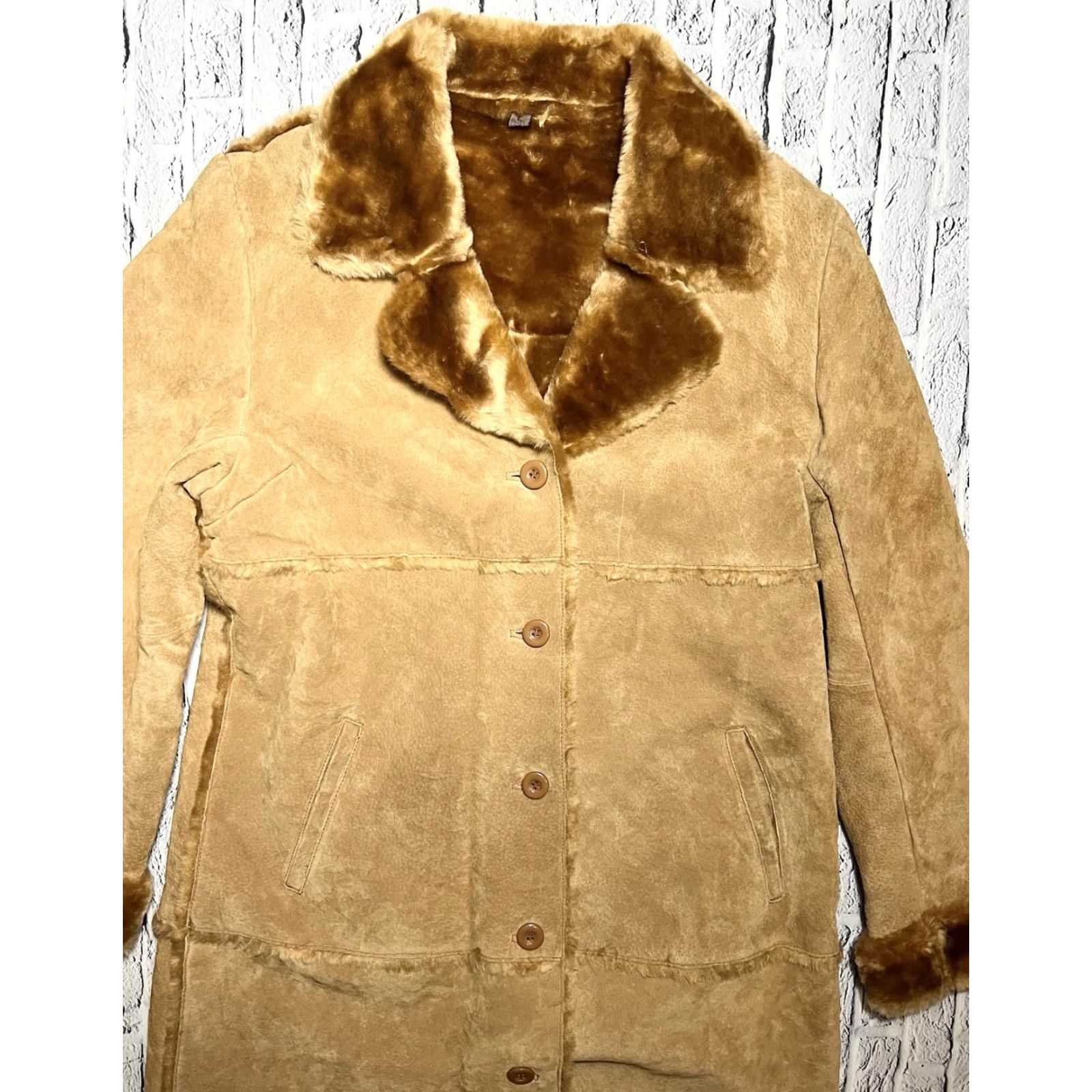 Vintage Brandon Thomas Women's Tan Suede Leather Trench Coat SOFT Faux Fur Lined L Size L / US 10 / IT 46 - 3 Thumbnail
