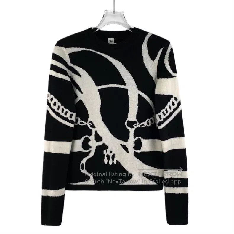 Hermes Hermes Black goat cashmere ribbed round neck long sleeve k Size XXS / US 00 / IT 34 - 1 Thumbnail