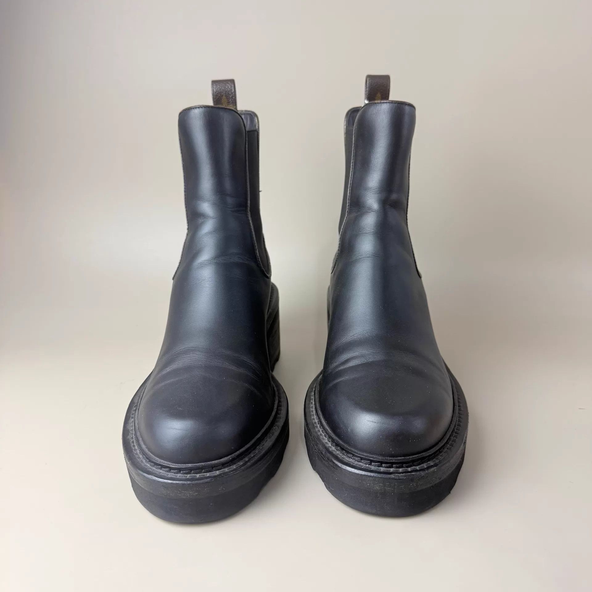Louis Vuitton LV black brown Monogram thick sole boots EUR 38.5 Size US 8 / IT 38 - 2 Thumbnail