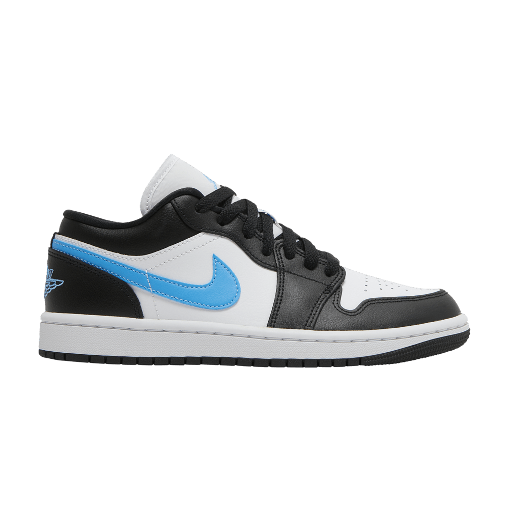 image of Wmns Air Jordan 1 Low Black University Blue Shoes in White, Women's (Size 12)