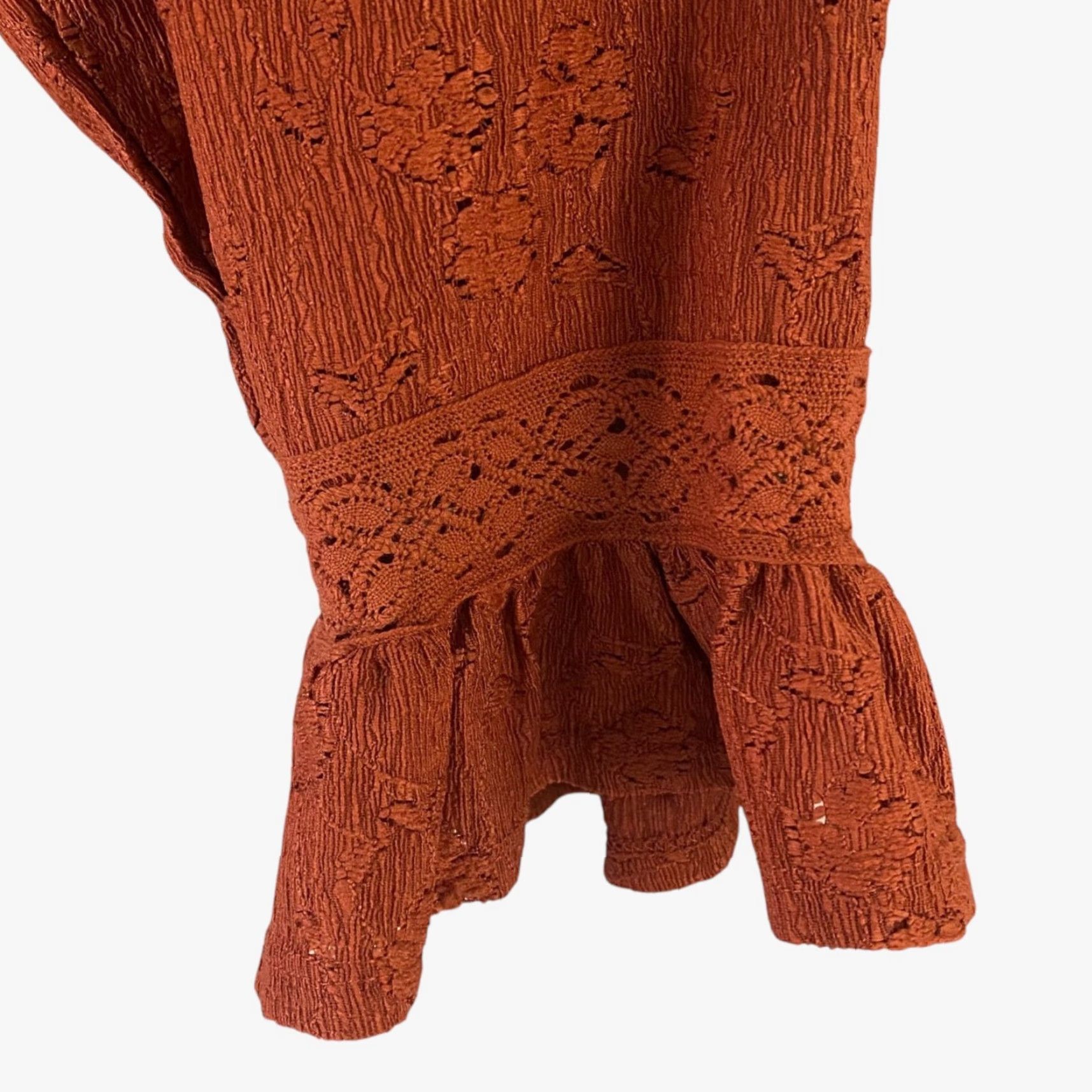 Frye Frye And Co. Blouse V-Neck 3/4 Sleeve Bohemian Lace Flutter Orange XL Womens Size XL / US 12-14 / IT 48-50 - 7 Thumbnail