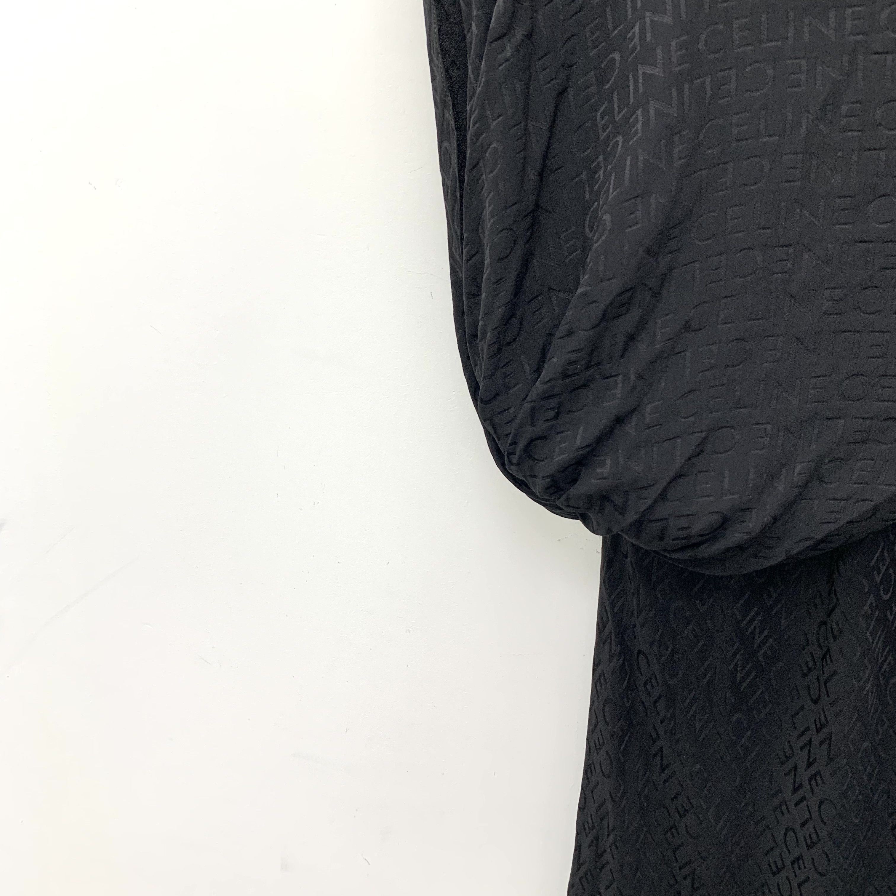 Celine Celine Black Logo Print Silk Asymmetric Dress S Size S / US 4 / IT 40 - 3 Thumbnail