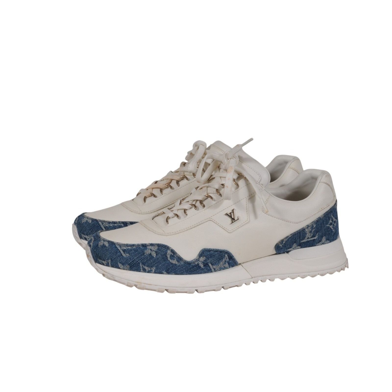 Louis Vuitton Run Away Sneakers Blue White Monogram Denim Leather Size US 8.5 / EU 41-42 - 7 Thumbnail