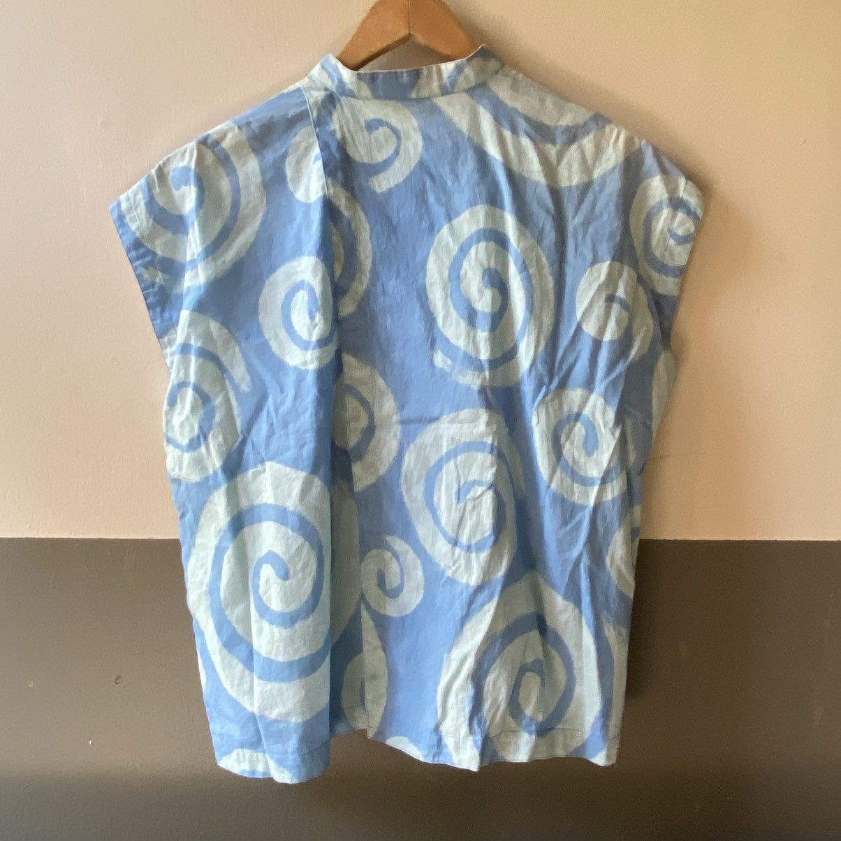 Issey Miyake I.S. Issey Miyake Blue Mandarin Collar Blouse Size XL / US 12-14 / IT 48-50 - 9 Thumbnail