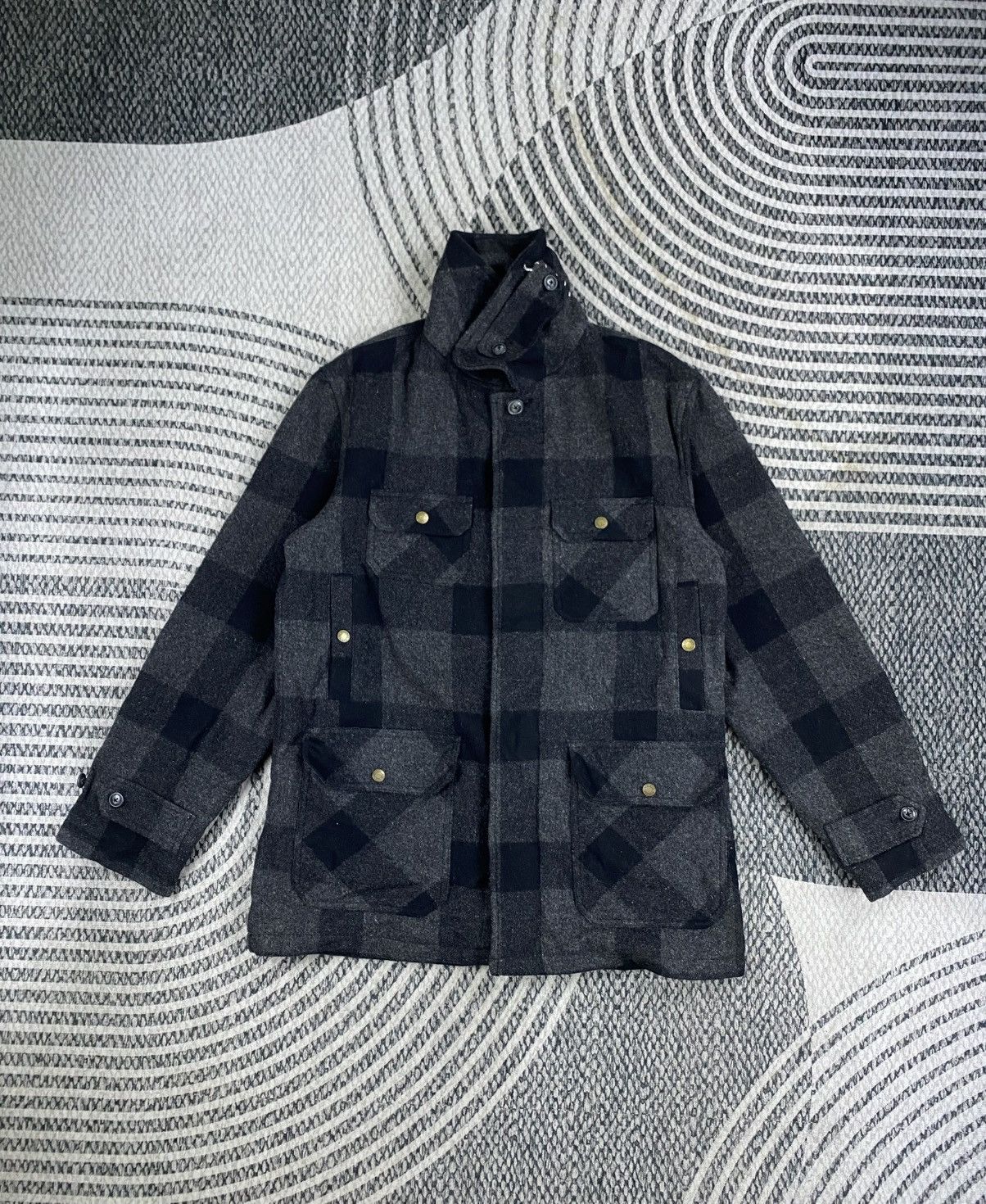 Woolrich Woolen Mills 🔥Vintge Woolrich X Rattle Trap Grey Checked Wool Jacket Size US M / EU 48-50 / 2 - 5 Thumbnail