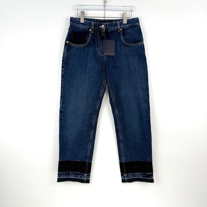 Louis Vuitton Louis Vuitton Washed blue printed leather label jeans 2505- Size US 38 / EU 54 - 3 Thumbnail