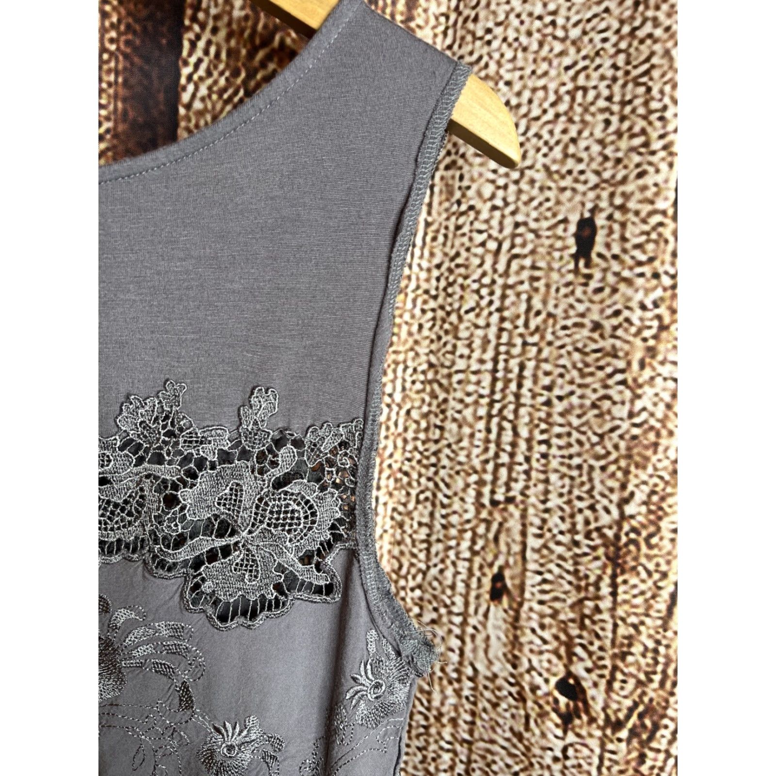 Vintage Sundance Dress Size 6 Gray Embroidered Womens Rayon Size M / US 6-8 / IT 42-44 - 7 Thumbnail
