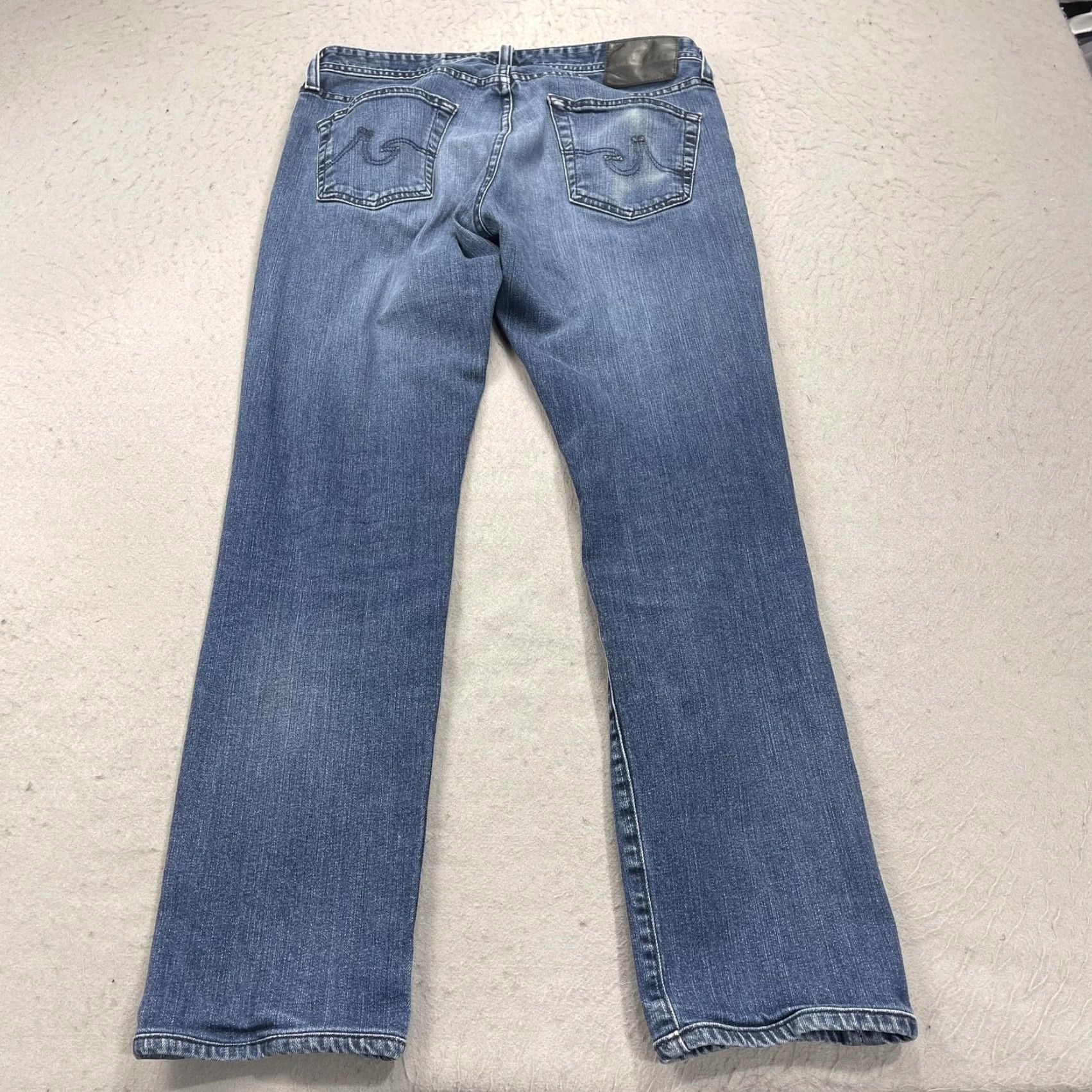 Vintage AG Adriano Goldschmied The Tellis Jeans Slim Straight 32x31 Blue Denim Stretch Mens Modern Straight Leg Size US 32 / EU 48 - 7 Thumbnail