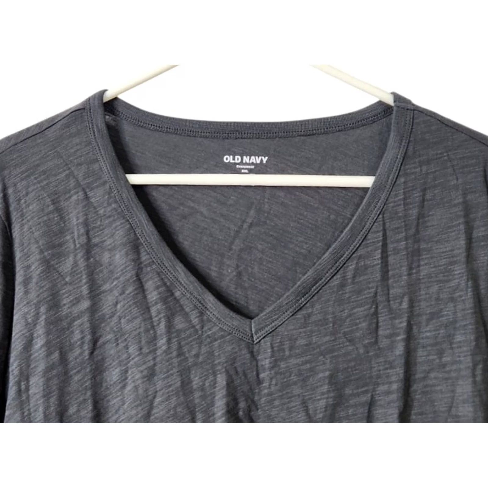 Old Navy Old Navy Womens 2XL V-Neck T-Shirt Short Sleeve Slub Tee 100% Cotton Top Gray Size XXL / US 16-18 / IT 52-54 - 3 Thumbnail