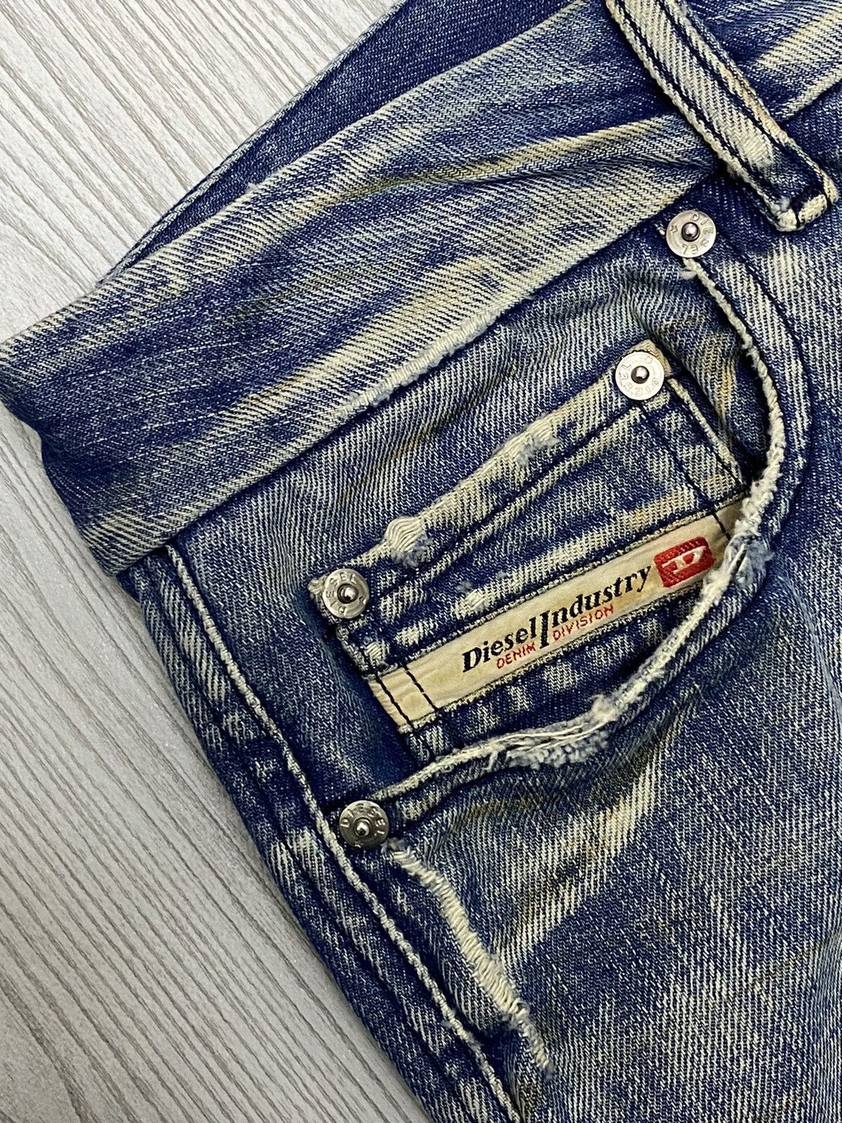 14th Addiction × If Six Was Nine × Le Grande Bleu (L.G.B.) Flare Diesel Low Rise Mud Washed Light Whisker Distressed Size US 30 / EU 46 - 18 Thumbnail
