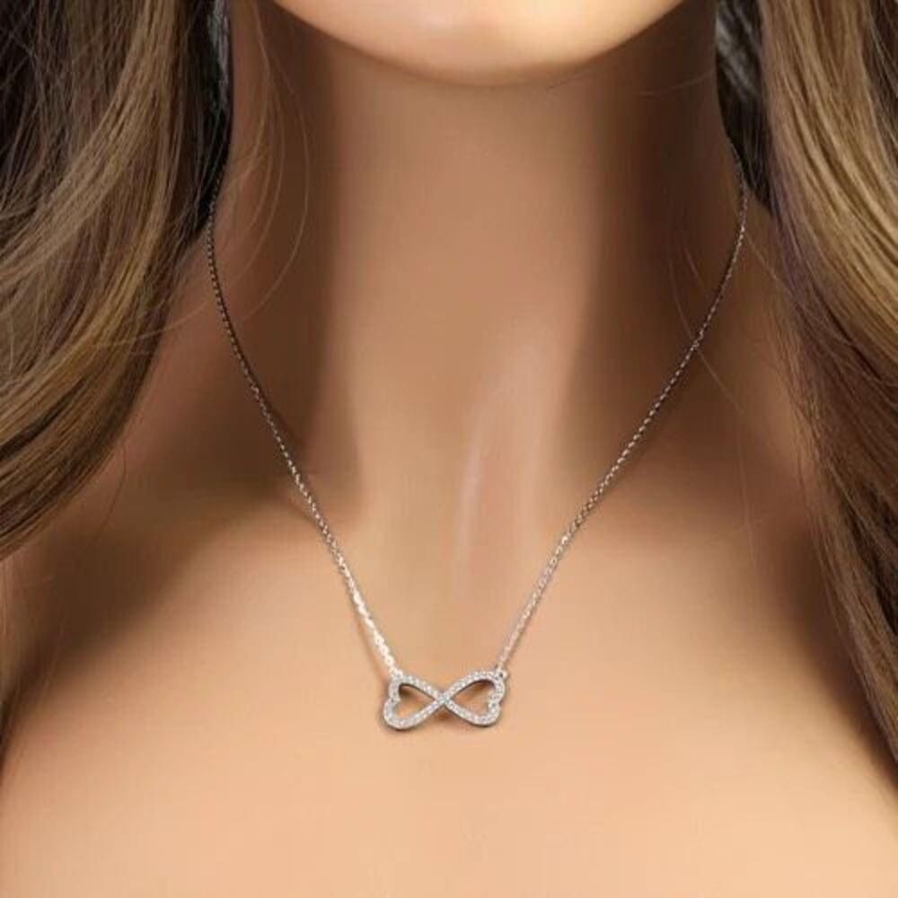 Other Sterling Silver Infinity Heart CZ 17” Necklace New Size ONE SIZE - 2 Thumbnail