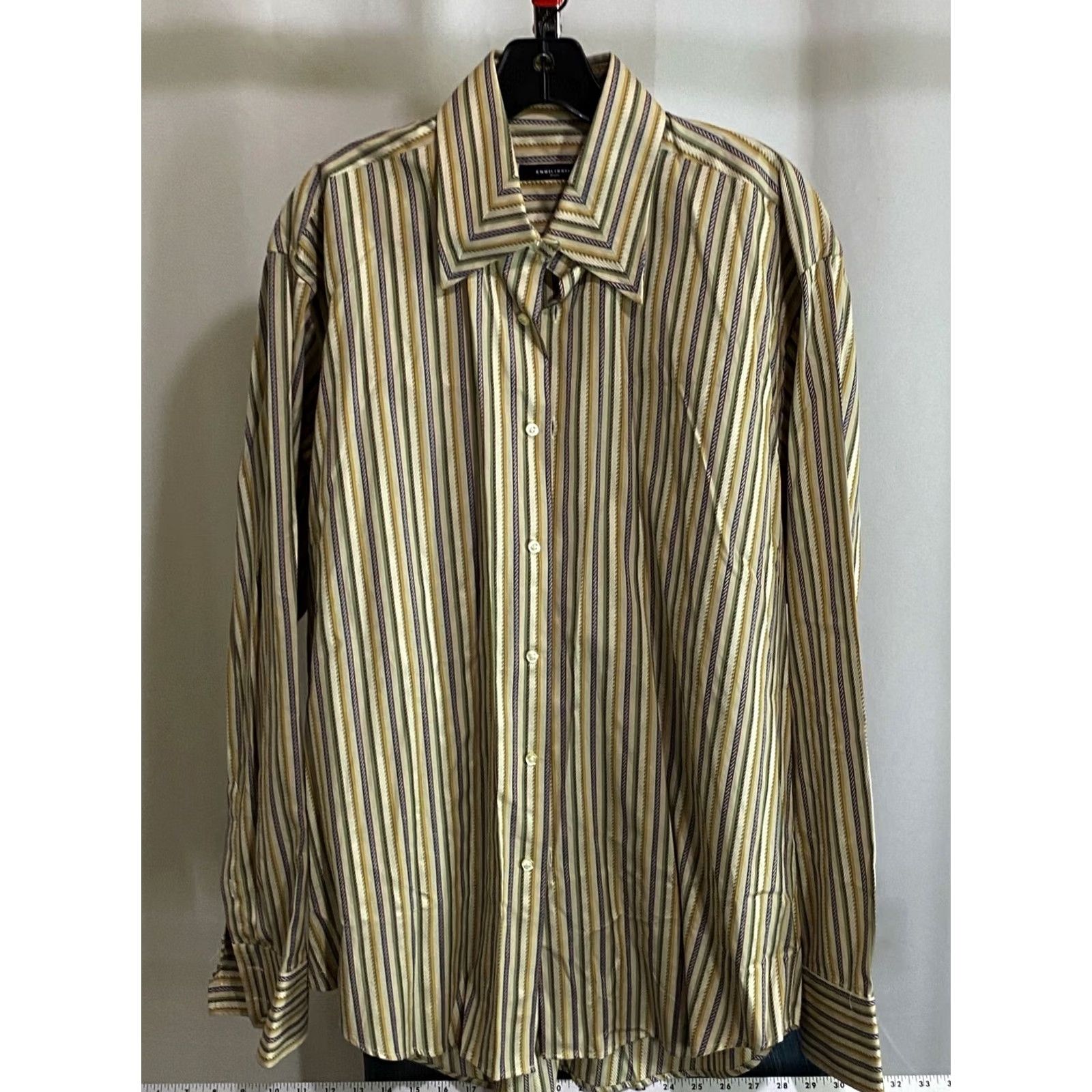 Vintage Equilibrio Stripe LONG SLEEVE SHIRT Large L 16.5 x 35/36 Mens Regular Button-Up XS? Size US L / EU 52-54 / 3 - 4 Thumbnail