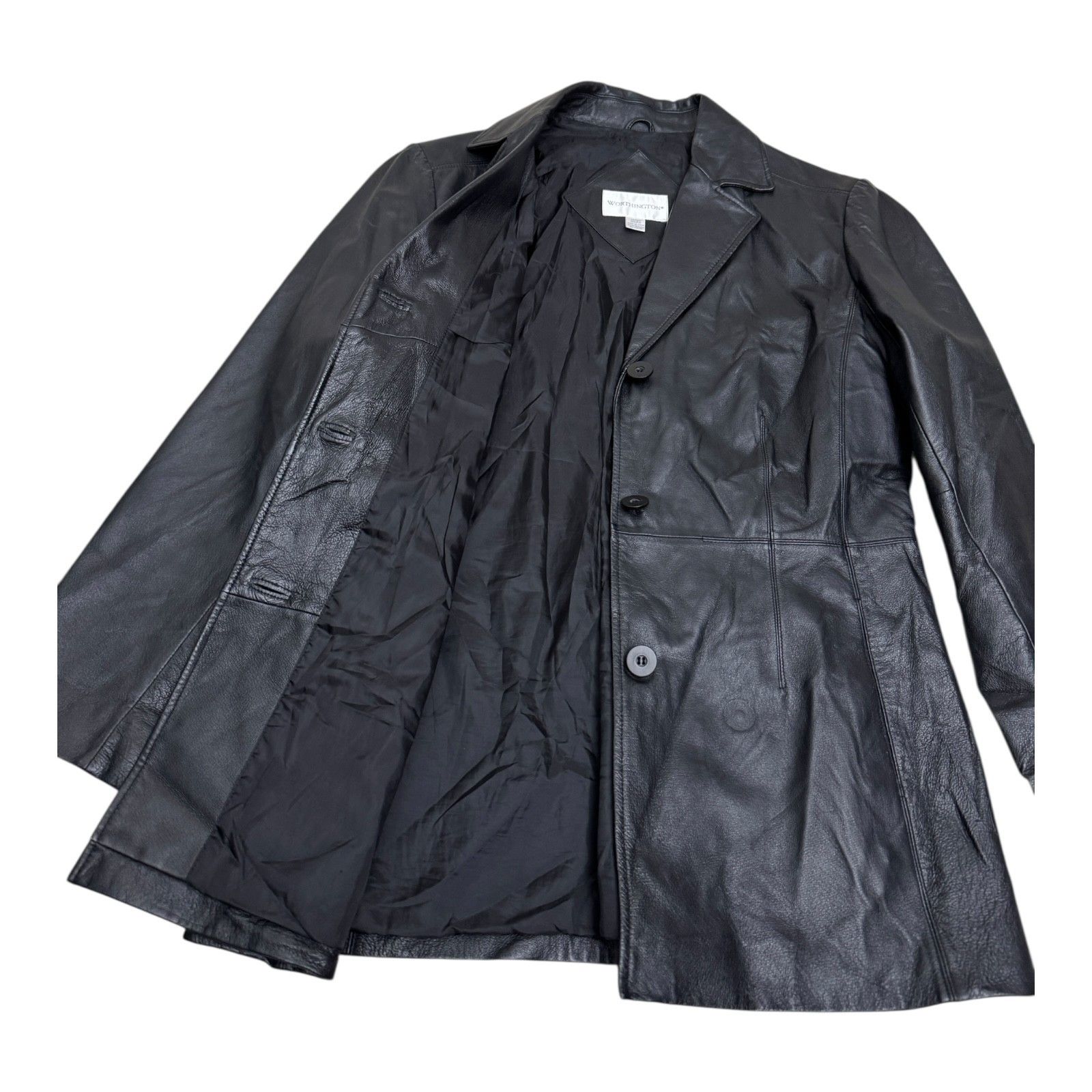 Other WORTHINGTON Genuine Leather Casual Black Coat Jacket Medium Size M / US 6-8 / IT 42-44 - 3 Thumbnail