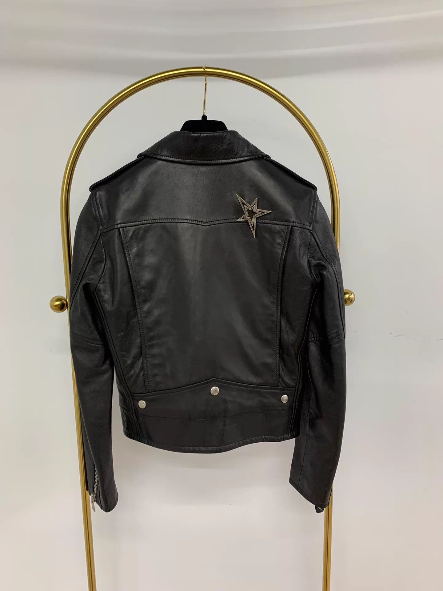 Yves Saint Laurent YSL Black Leather Biker Jacket 34 New Size XS / US 0-2 / IT 36-38 - 4 Thumbnail