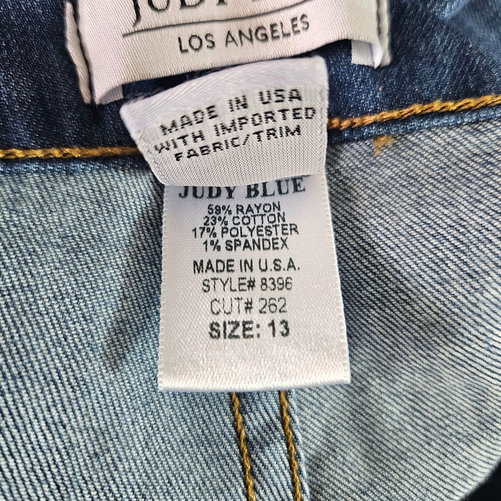 Vintage Judy Blue Womens Memphis Hi Waist Flare Jeans Sz 13 Blue Raw Hem Size 34" / US 12 / IT 48 - 6 Thumbnail