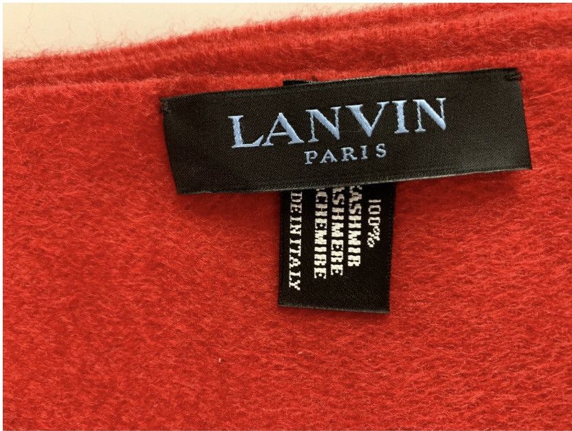 Lanvin Lanvin 🇮🇹 red cashmere fringe ends embroidered scarf NEW Size ONE SIZE - 3 Thumbnail