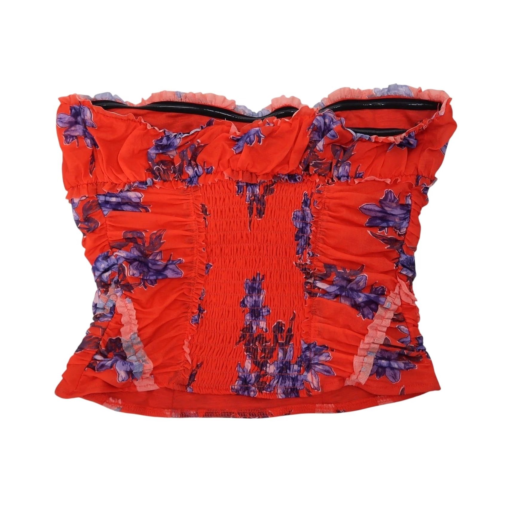 Free People Free People Scottie Printed Tube Top S Red Blue Floral Ruched Stretchy Women Size S / US 4 / IT 40 - 4 Thumbnail