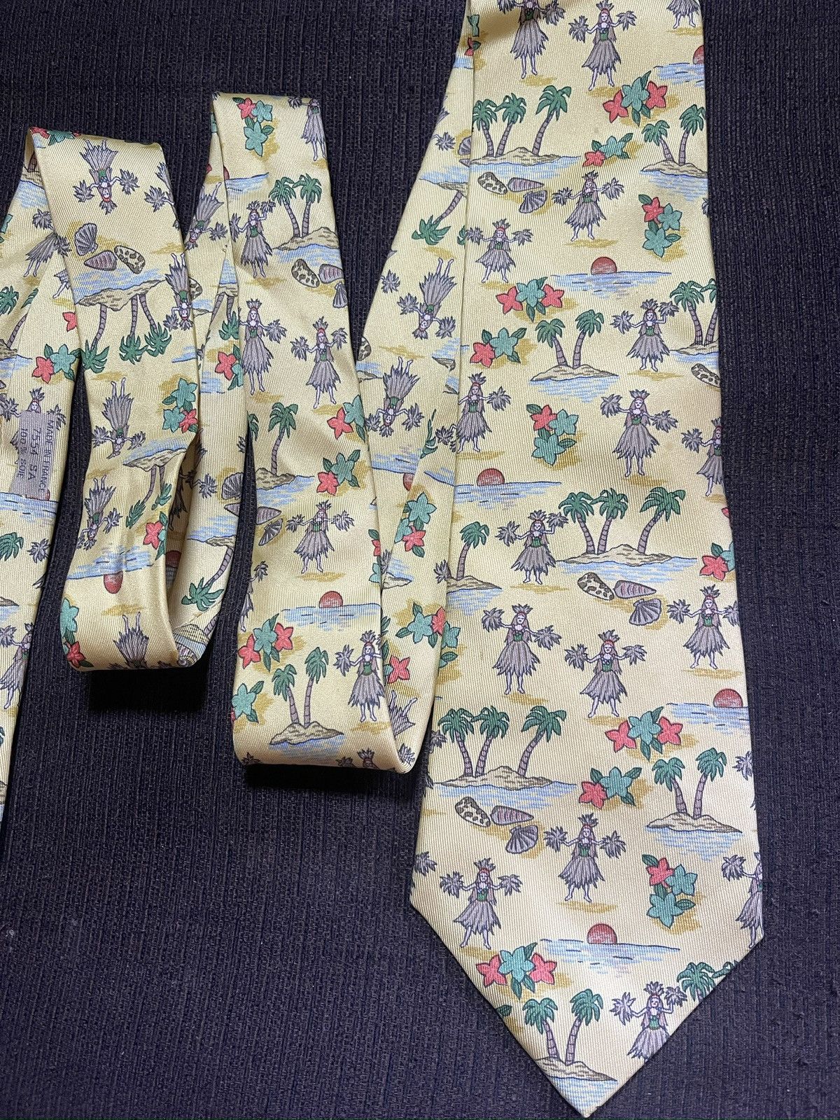 Hermes Hermès silk tie ALOHA "palm tree & tahitian dancer" Size ONE SIZE - 4 Thumbnail