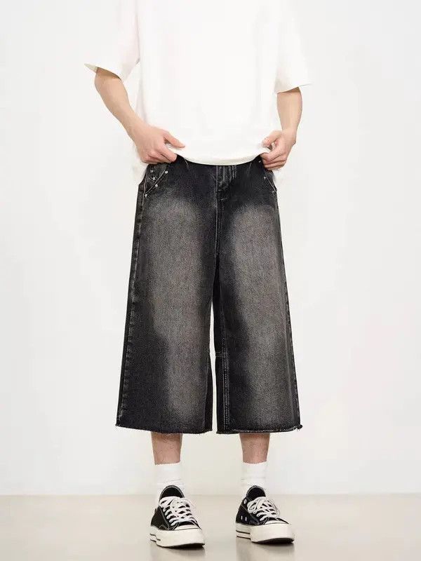 Japanese Brand VIBE baggy washed retro studded denim shorts Size US 30 / EU 46 - 3 Thumbnail