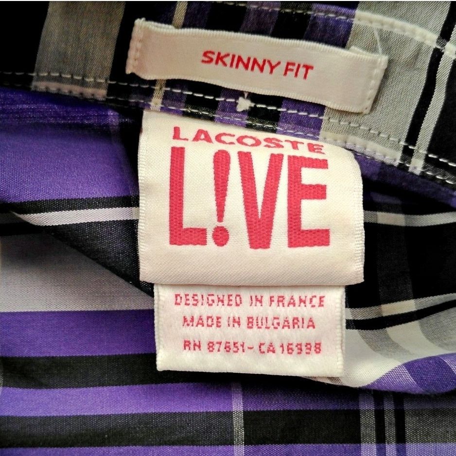 Lacoste Lacoste Live Skinny Fit Purple Plaid Button Down Shirt Size US L / EU 52-54 / 3 - 5 Thumbnail