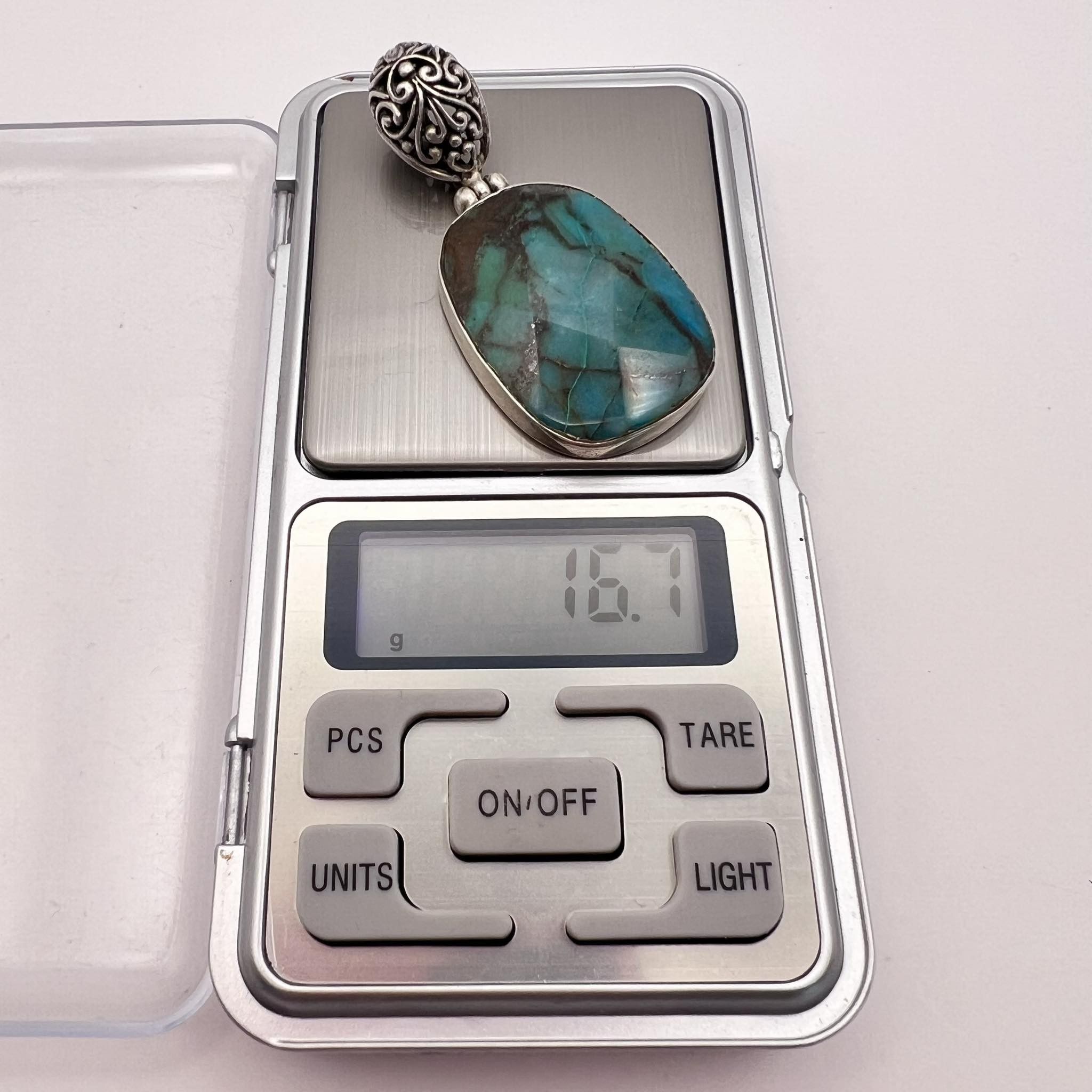 Vintage Vintage Jewelry Silver 800 Pendant Natural Chrysocolla Stone Size ONE SIZE - 4 Thumbnail