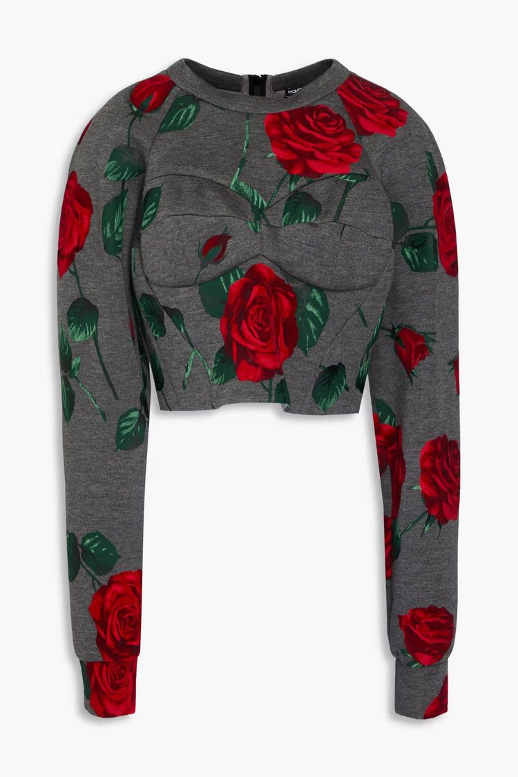 Dolce & Gabbana o1y0925 Rose Flower Sweatshirt in Gray Size M / US 6-8 / IT 42-44 - 1 Thumbnail