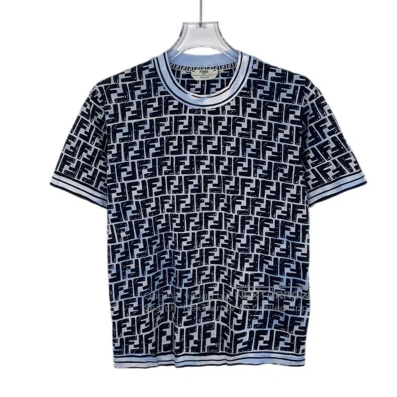 Fendi Fendi Blue tie-dye logo lettering full print cotton round Size S / US 4 / IT 40 - 1 Thumbnail