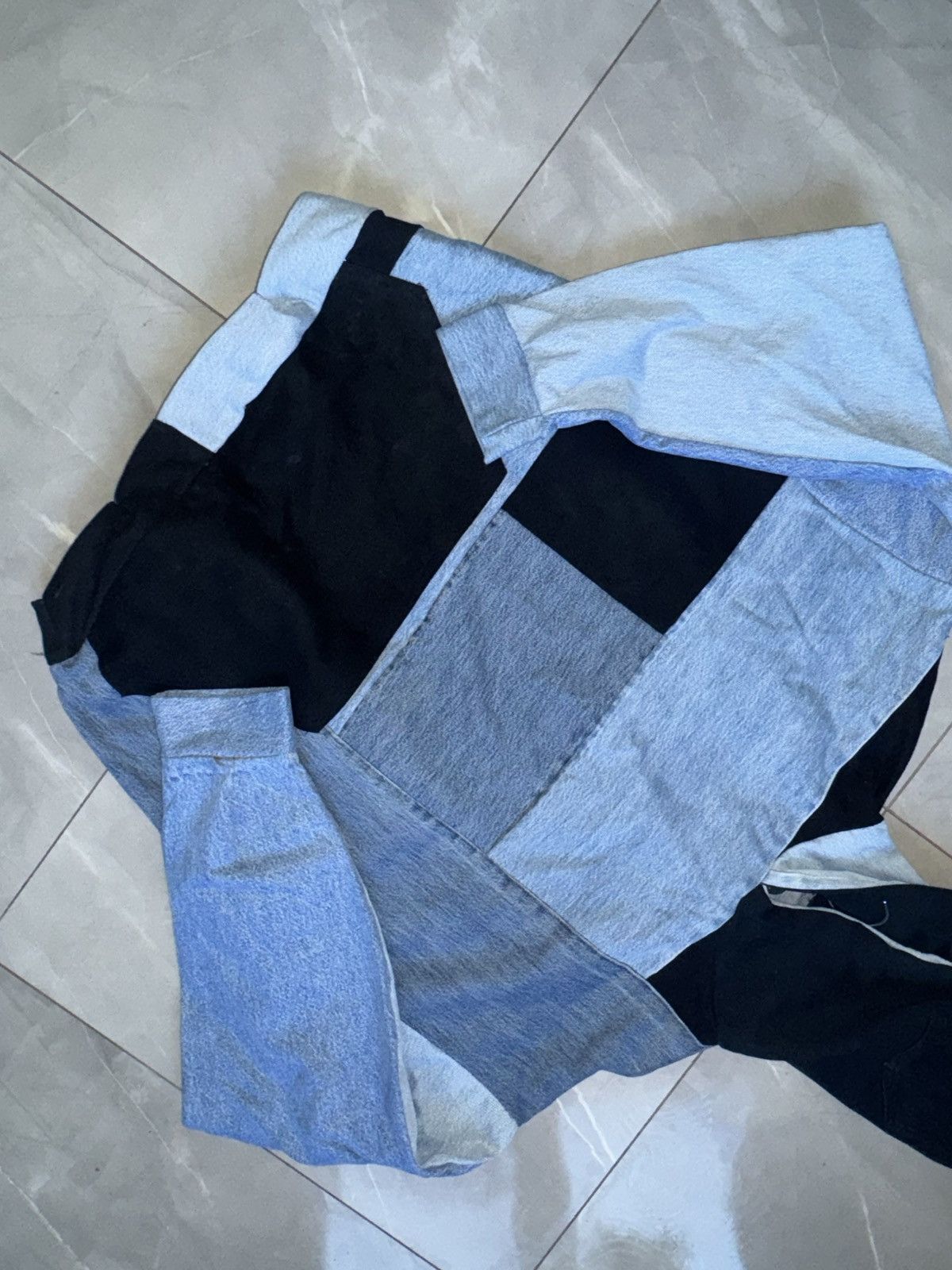 Levi's Vustom Levis hoodie in recycled denim jeans patchwork Size US XL / EU 56 / 4 - 4 Thumbnail