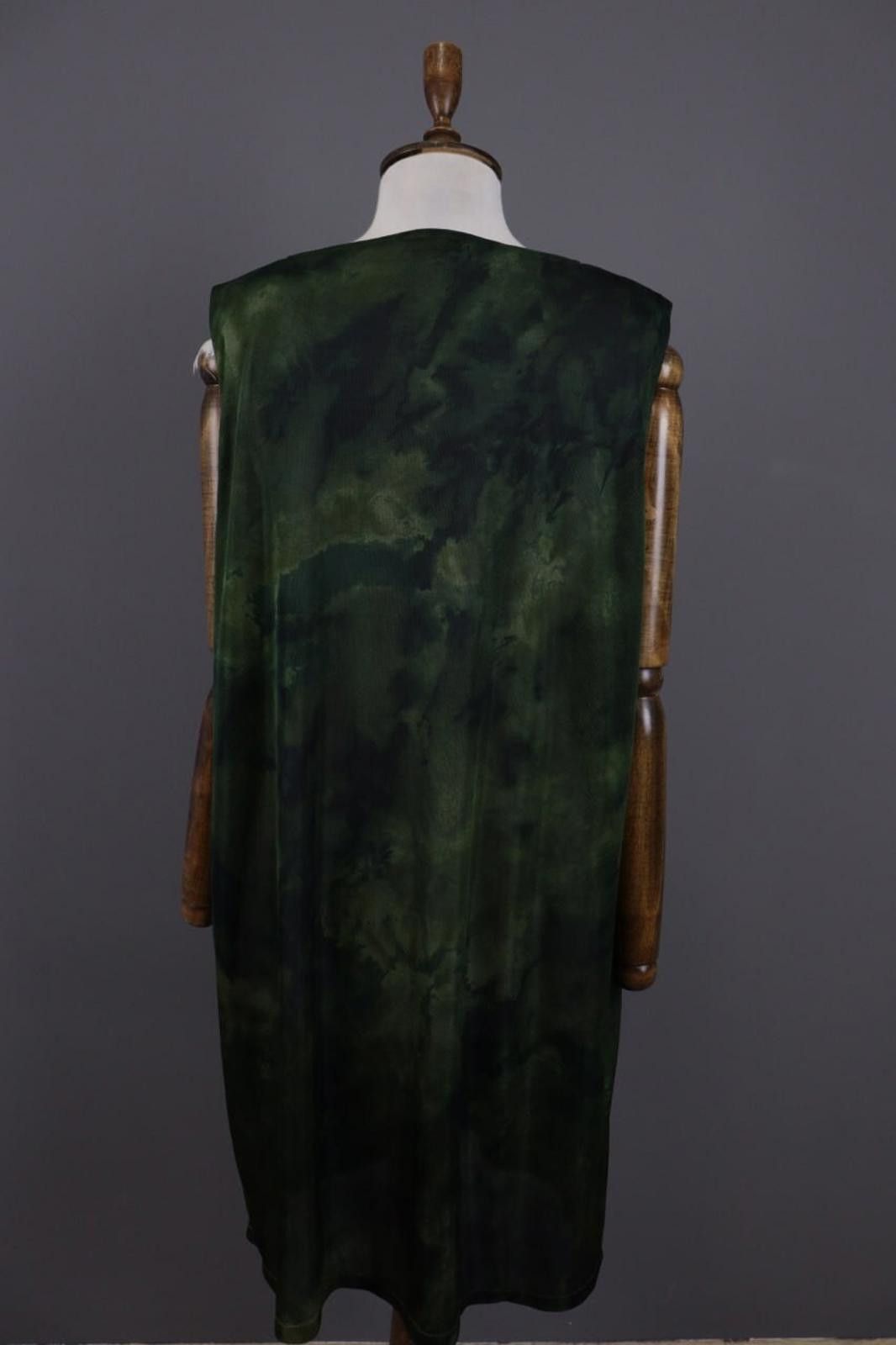 Designer Marina Sport Green Printed V-Neck Summer Knee Dress Size 27 Size M / US 6-8 / IT 42-44 - 7 Thumbnail