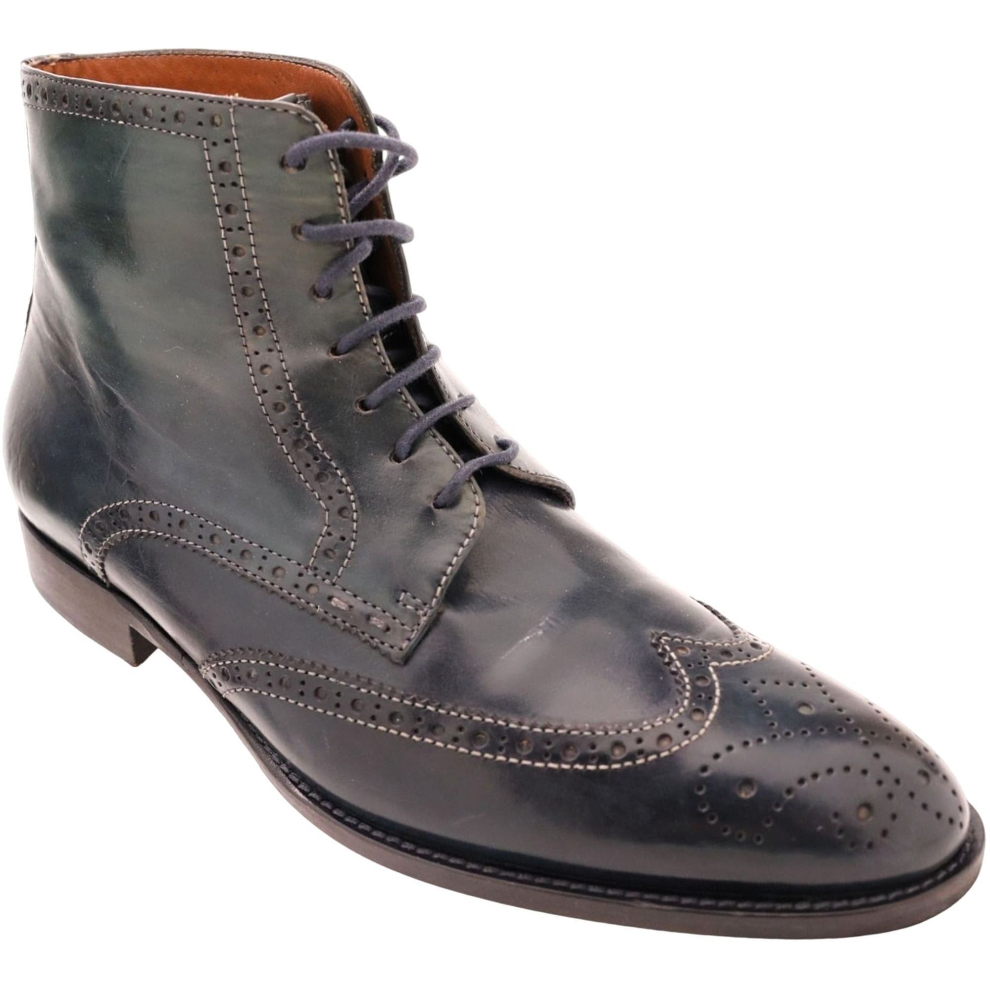 NAVYBOOT Navyboot Italy Navy Blue Leather Wingtip Chukka Boots Men 7 Size US 7 / EU 40 - 1 Thumbnail