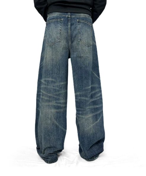 Vintage Loose-fitting casual men's washed distressed retro jeans Size US 32 / EU 48 - 2 Thumbnail