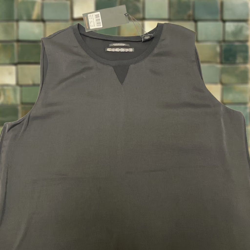 Scotch & Soda NWT Scotch & Soda Maison Scotch Black Tank Top Sheer Panel Layered Sz L (Size L) Womens Tank Top Black Sheer 98$ Size L / US 10 / IT 46 - 1 Thumbnail
