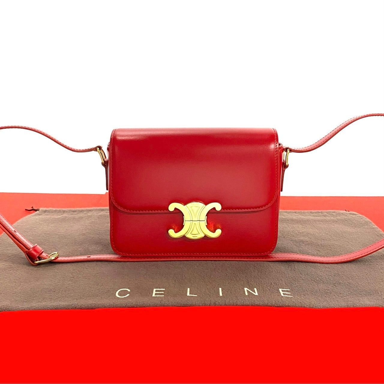 Celine Celine Shoulder Bag Red Leather Size ONE SIZE - 1 Thumbnail