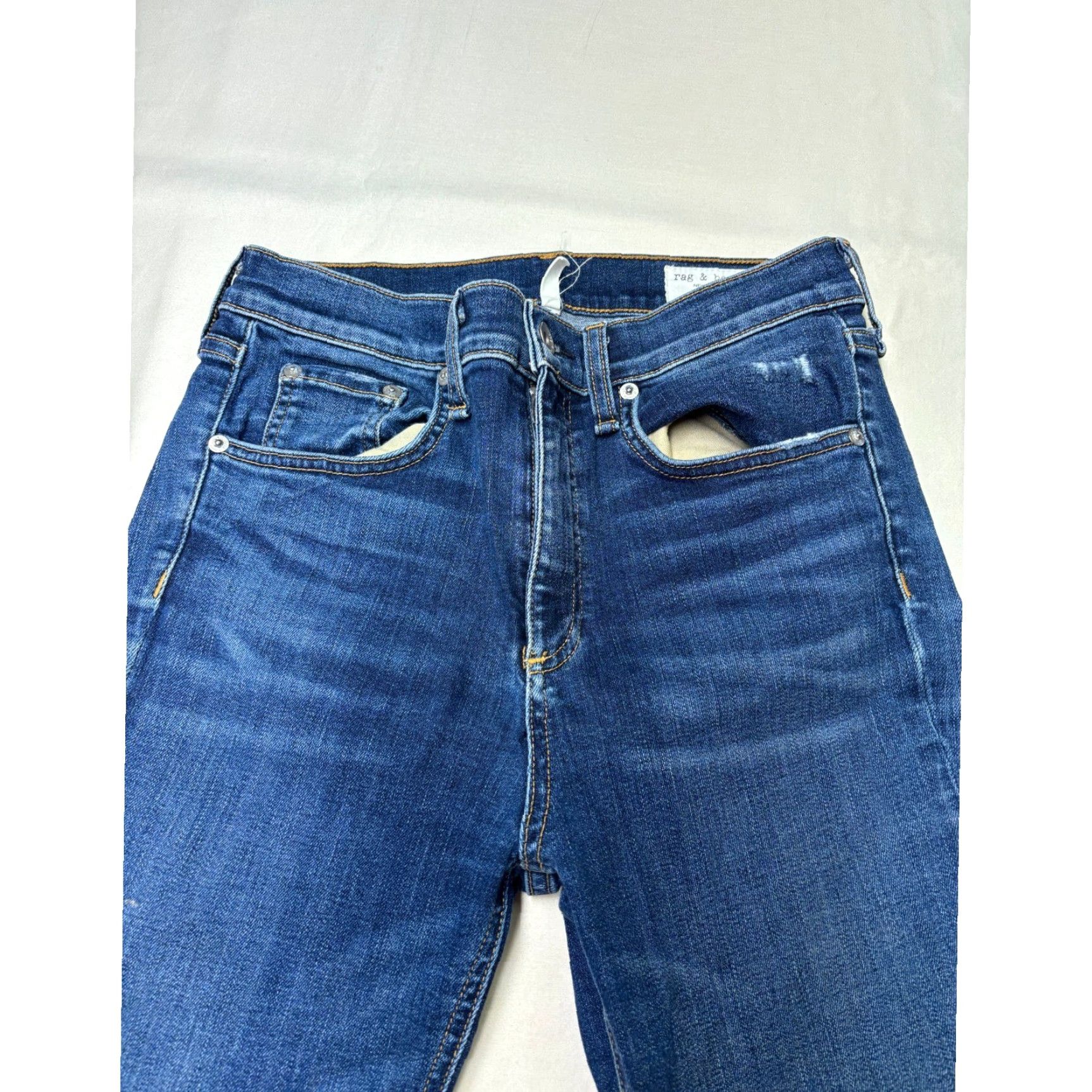 Rag & Bone Rag & Bone Jeans Elton High Rise Skinny Womens 27x29 Blue Distressed 5-Pocket Denim Slim Stretch Wool? Size 27" / US 4 / IT 40 - 2 Thumbnail