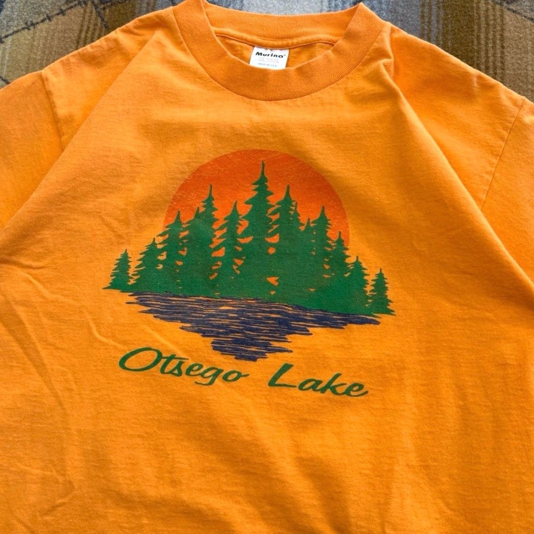 Vintage VINTAGE 90s Otsego Lake Outdoor Nature T-Shirt Orange L Mens Murina Made In USA Short Sleeve Solid 90s Theme Size US L / EU 52-54 / 3 - 2 Thumbnail