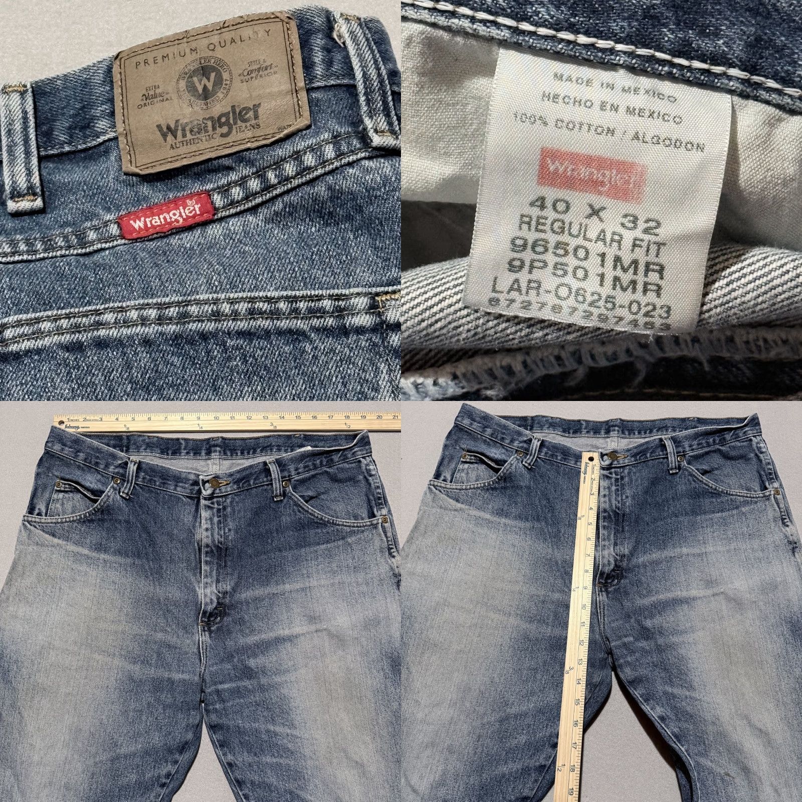 Wrangler Wrangler Jeans Men's Distressed Blue Denim Pockets Straight Regular Fit - 40x32 Size US 40 / EU 56 - 8 Thumbnail