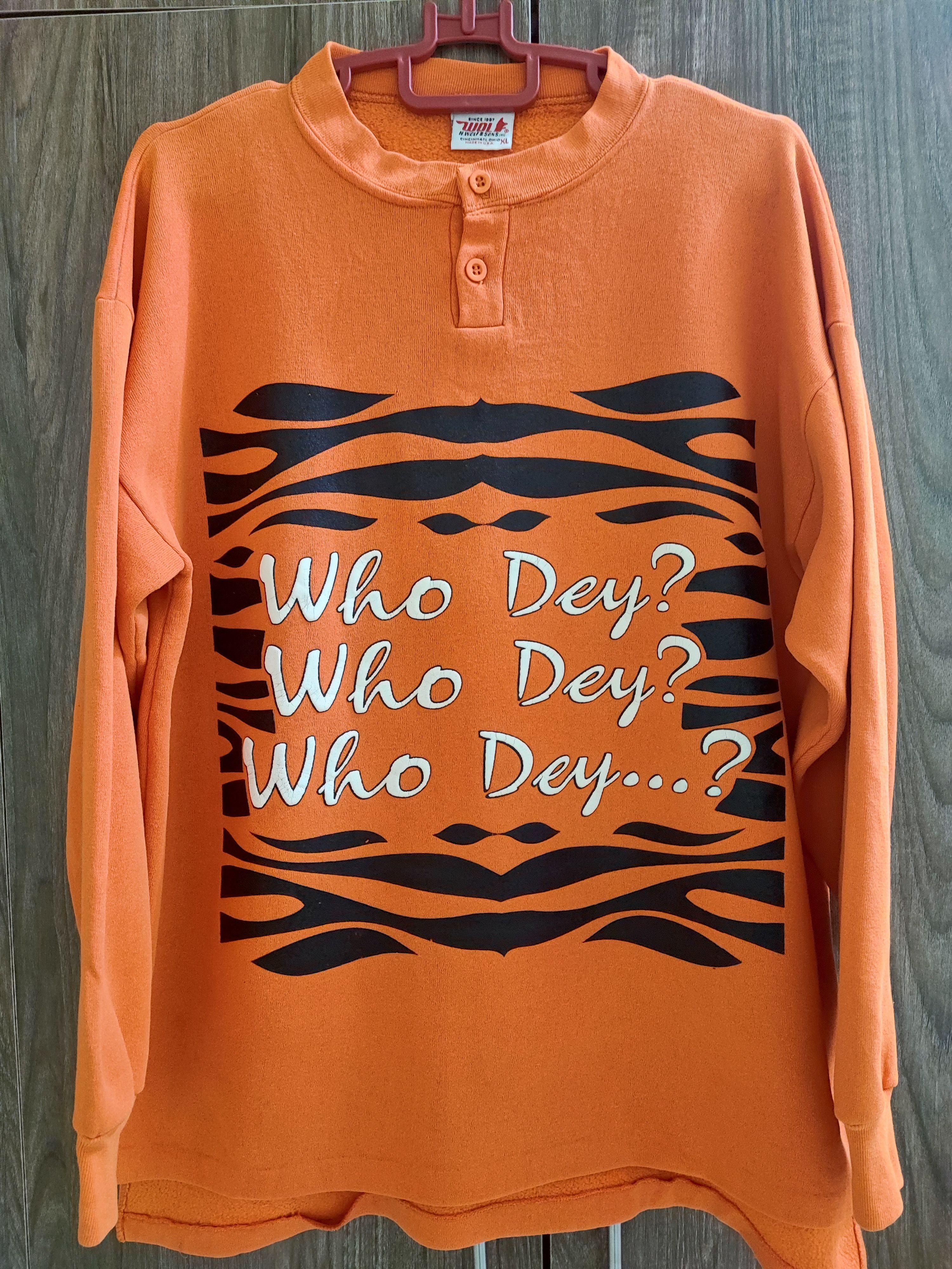 NFL × Vintage Very rare!! Vintage Bengals "Who Dey?" Spellout Sweatshirt Size US XL / EU 56 / 4 - 1 Thumbnail