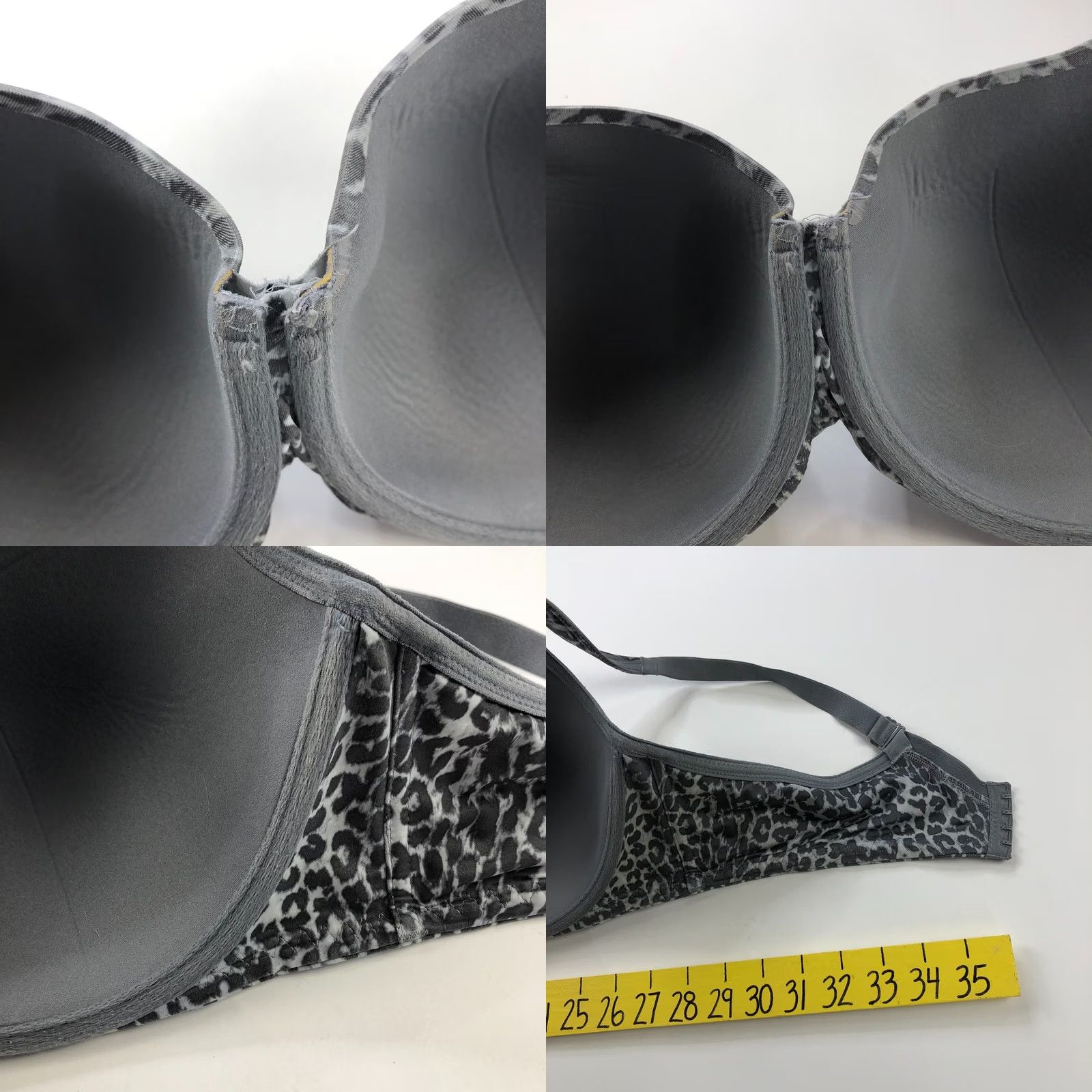 Vintage Soma Bra Underwired Padded 42DDD Gray Leopard Cheetah Full Coverage Push Up Size ONE SIZE - 8 Thumbnail