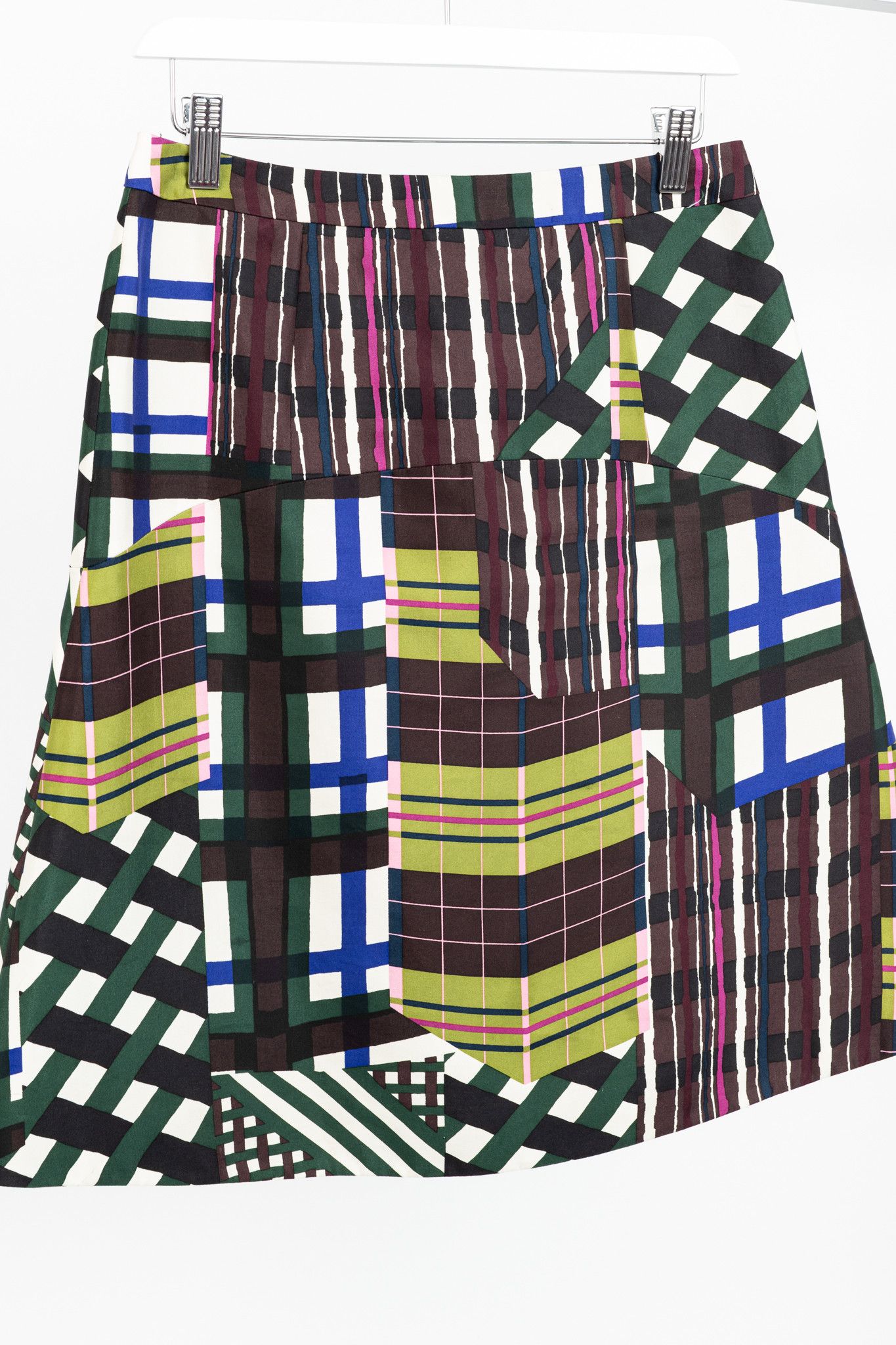 Marni Marni PF/15 Green & Brown Patchwork-Plaid A-Line Mini Skirt Size 27" / US 4 / IT 40 - 3 Thumbnail