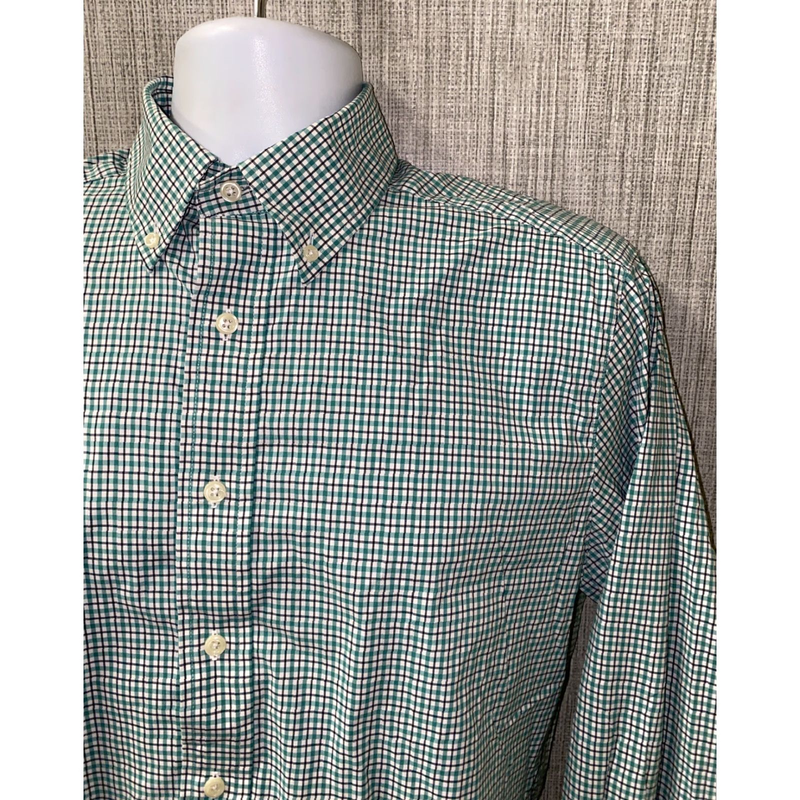 Footjoy FootJoy Mens Green Checkered Long Sleeve Nylon Shirt M Button-Up Collared Regular Size M Size US M / EU 48-50 / 2 - 2 Thumbnail