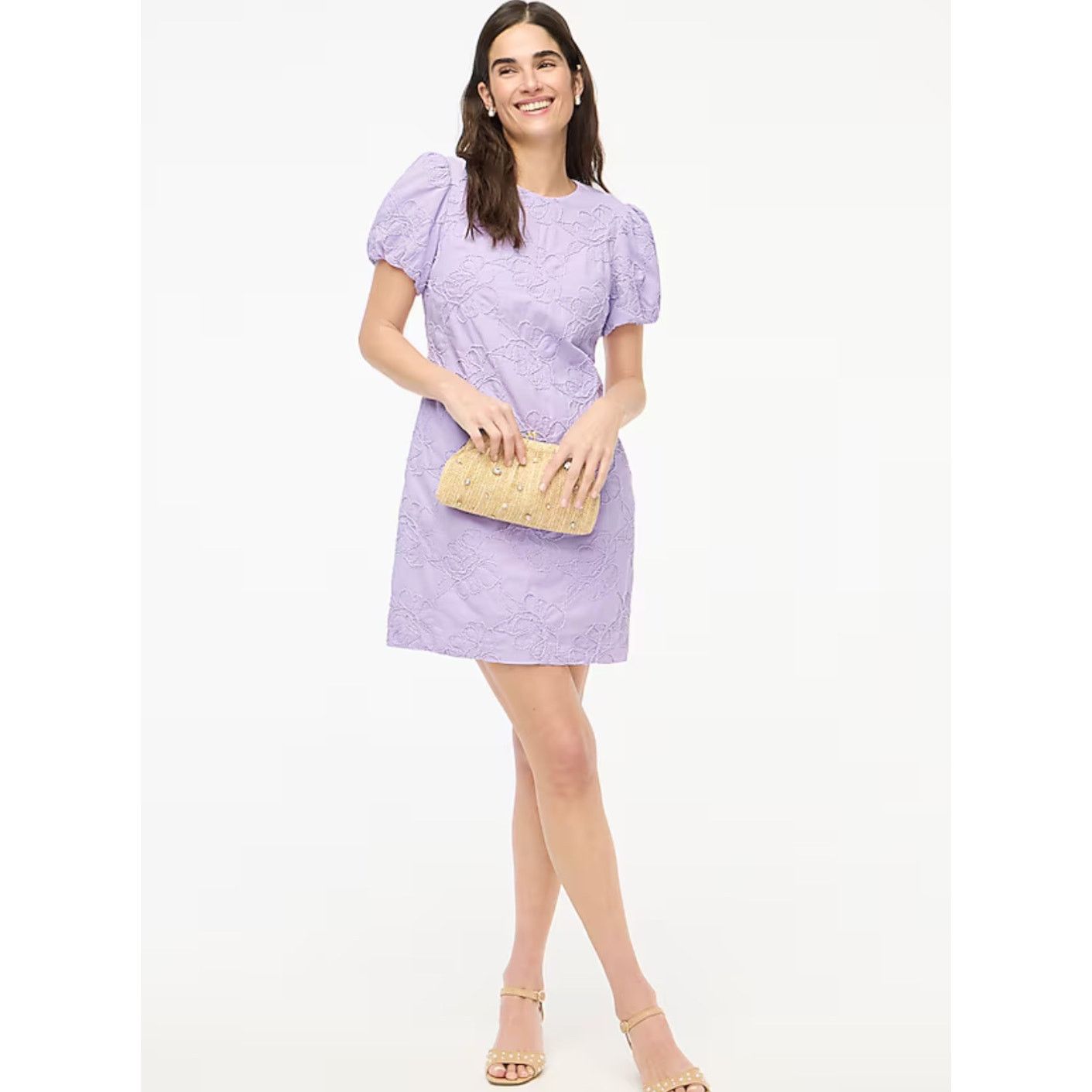 J.Crew NWT J.Crew Eyelet Puff Sleeve Mini Dress Lilac Floral Size 0 Size XS / US 0-2 / IT 36-38 - 1 Thumbnail